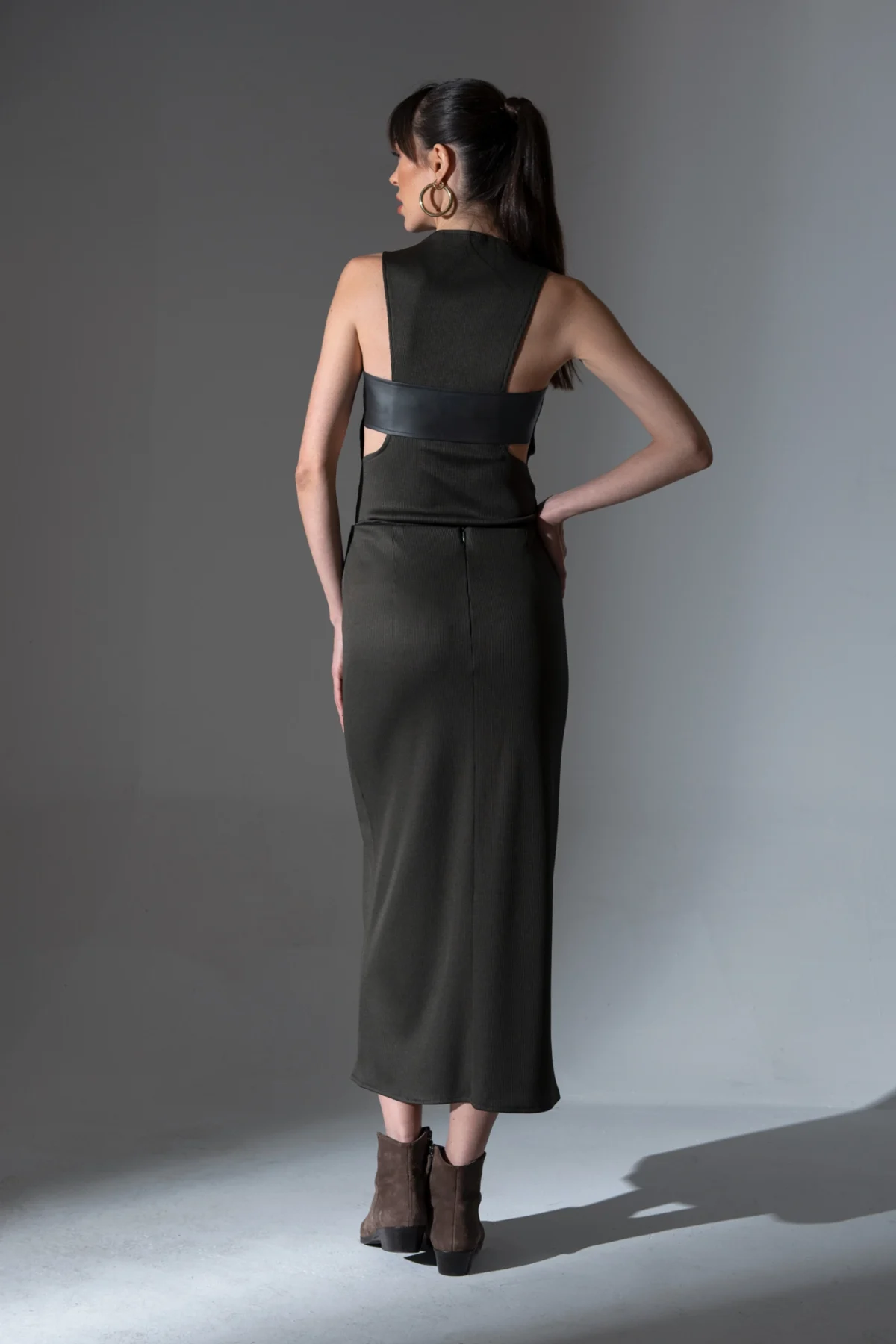 Sırtı Deri Detaylı Lacivert Bluz - BE OZ - Görsel 8