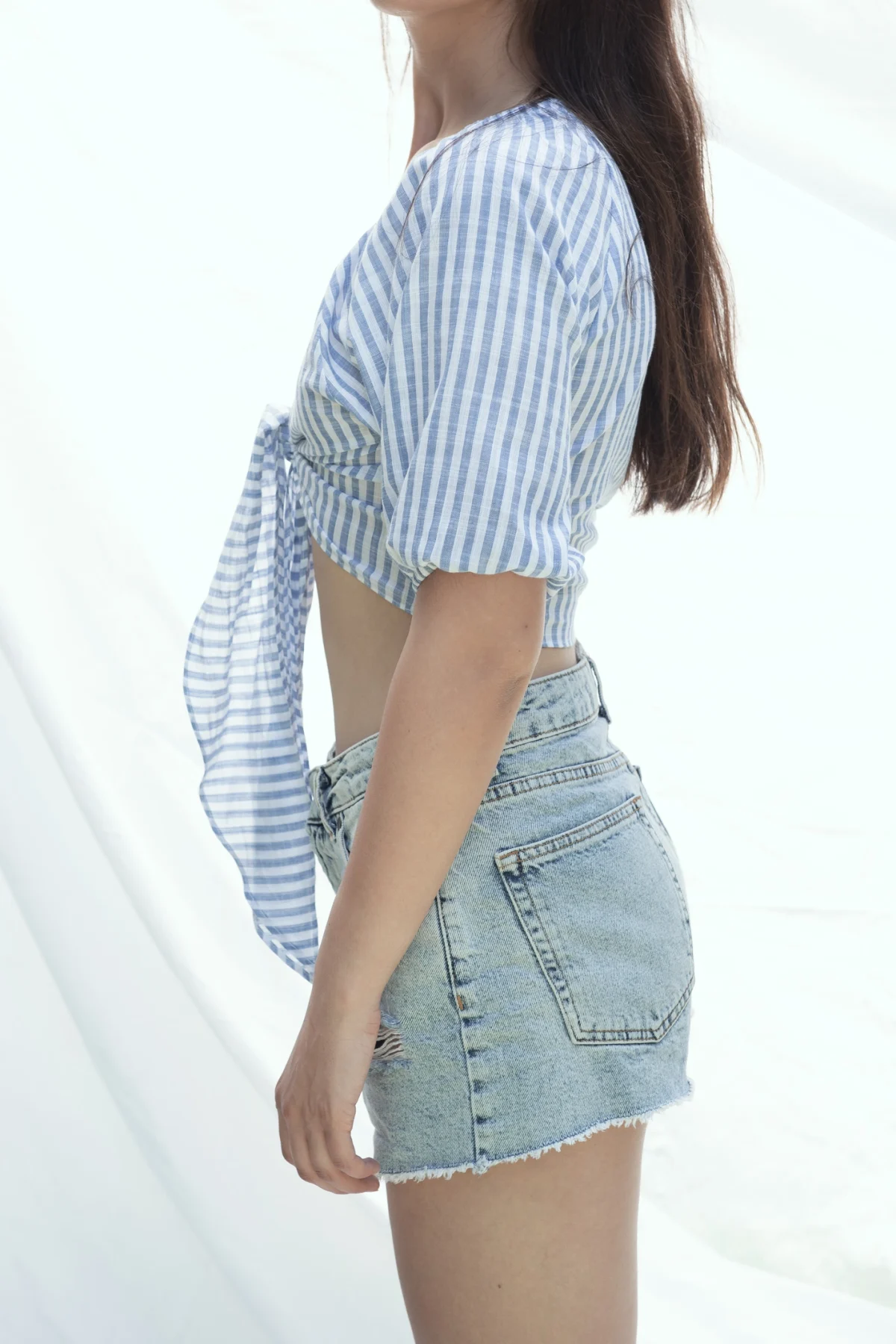 Mavi Çizgili Keten Takım - BE OZ - Görsel 5