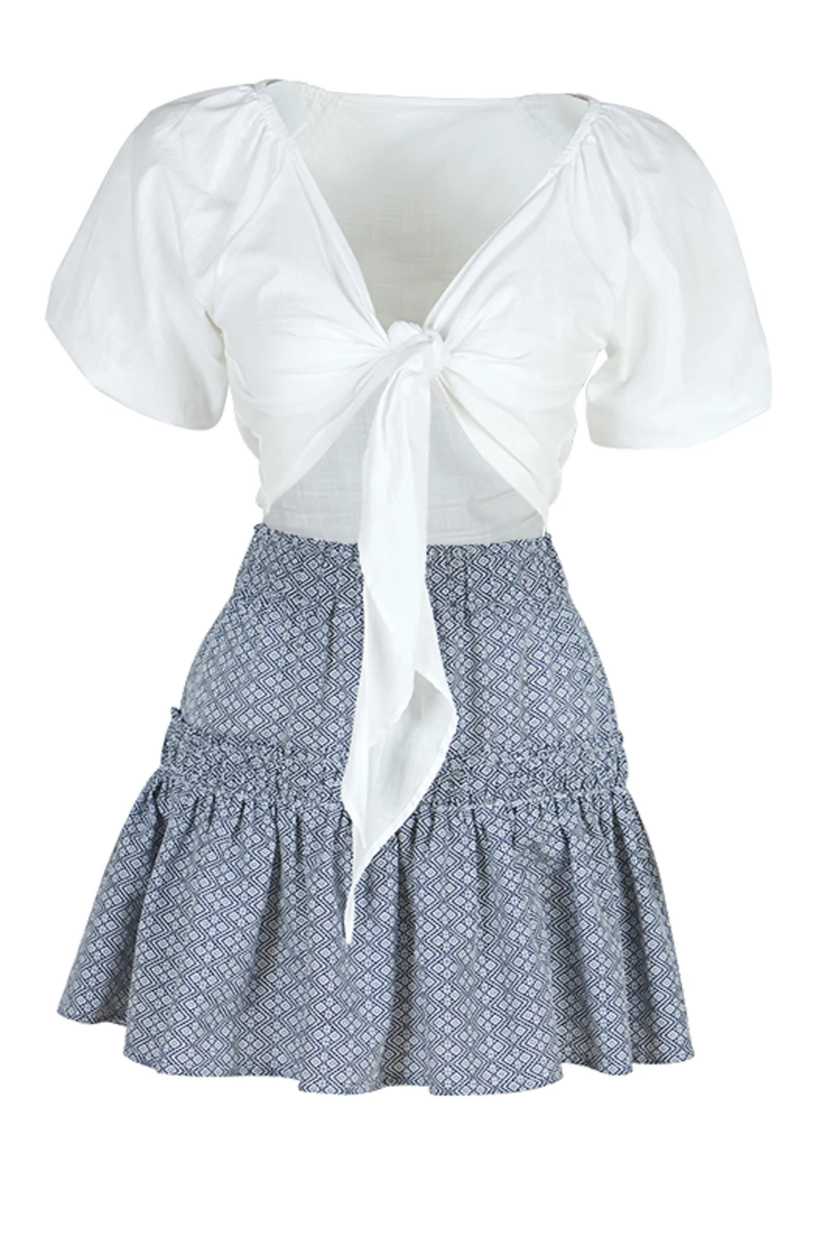 Özge Lacivert Desenli Mini Etek - BE OZ - Görsel 3