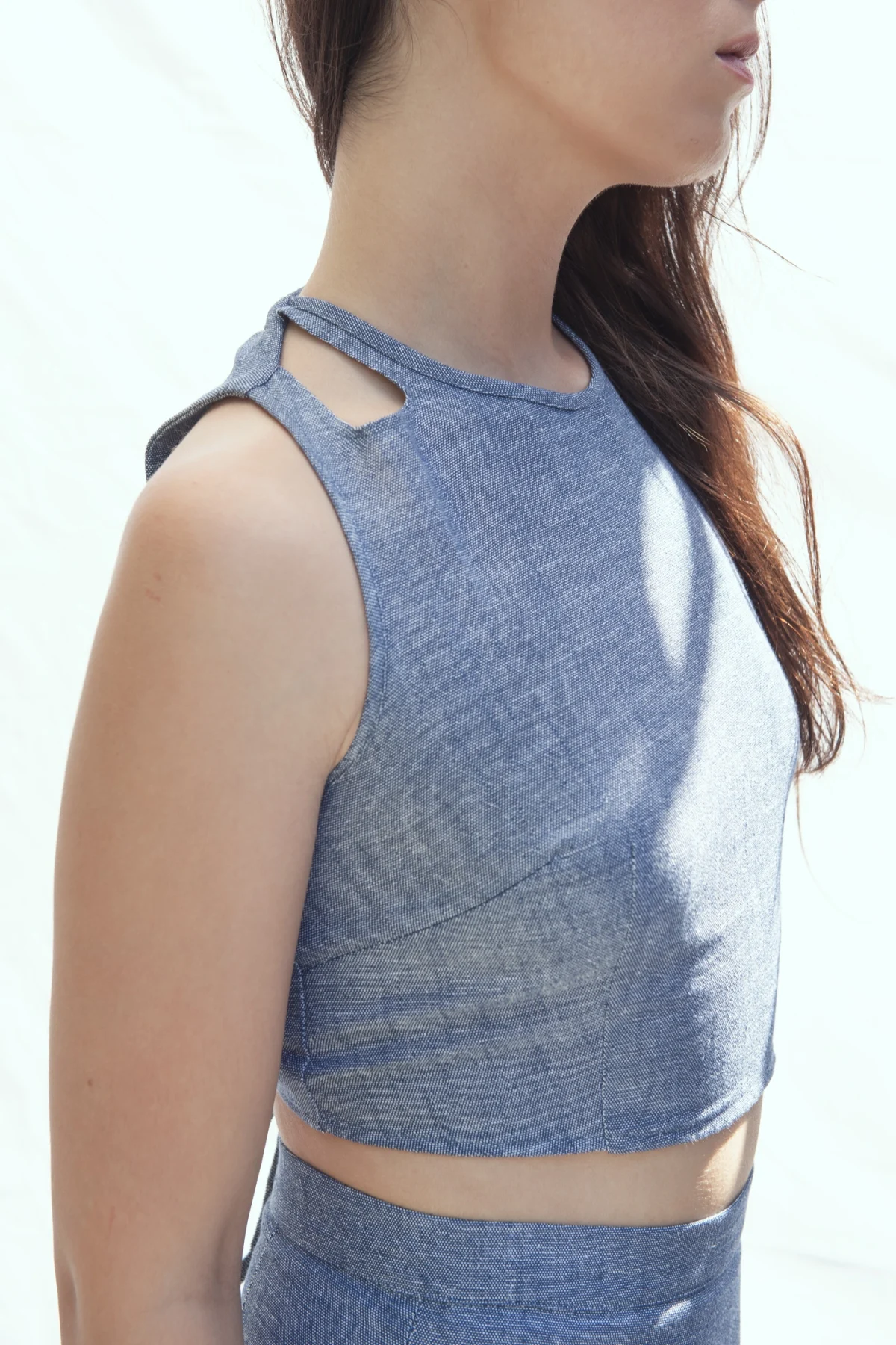 Sırtı Bağlamalı Keten Kot Top - BE OZ - Görsel 3