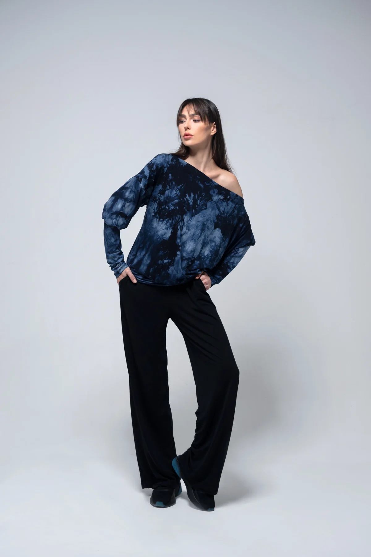 Lacivert Batik Asimetrik Bluz - BE OZ - Görsel 2