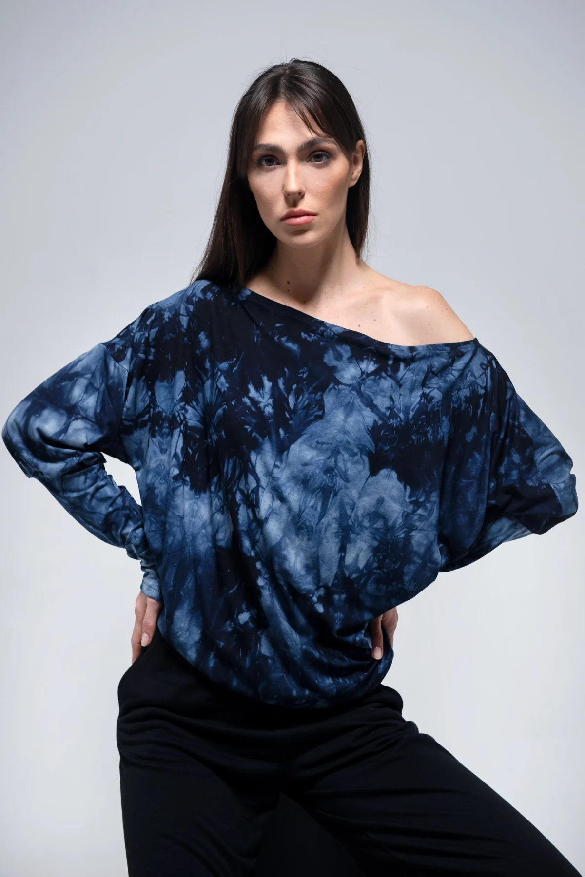 Lacivert Batik Asimetrik Bluz - BE OZ - Görsel 3