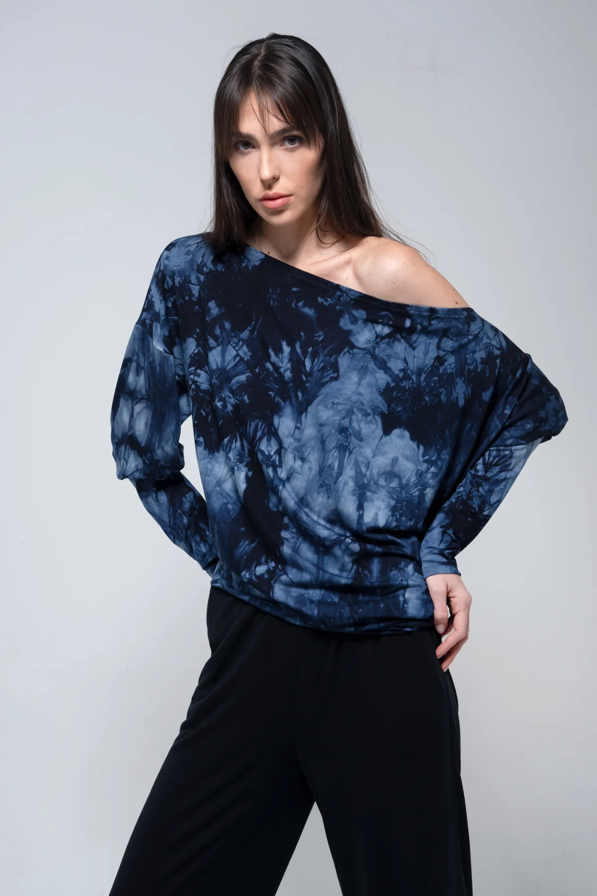 Lacivert Batik Asimetrik Bluz - BE OZ - Görsel 4