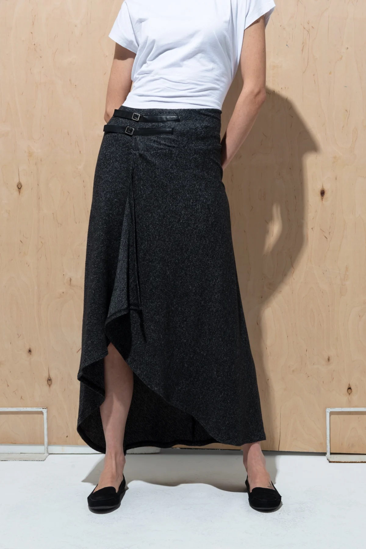 Kruvaze Antrasit Triko Etek - BE OZ - Görsel 3