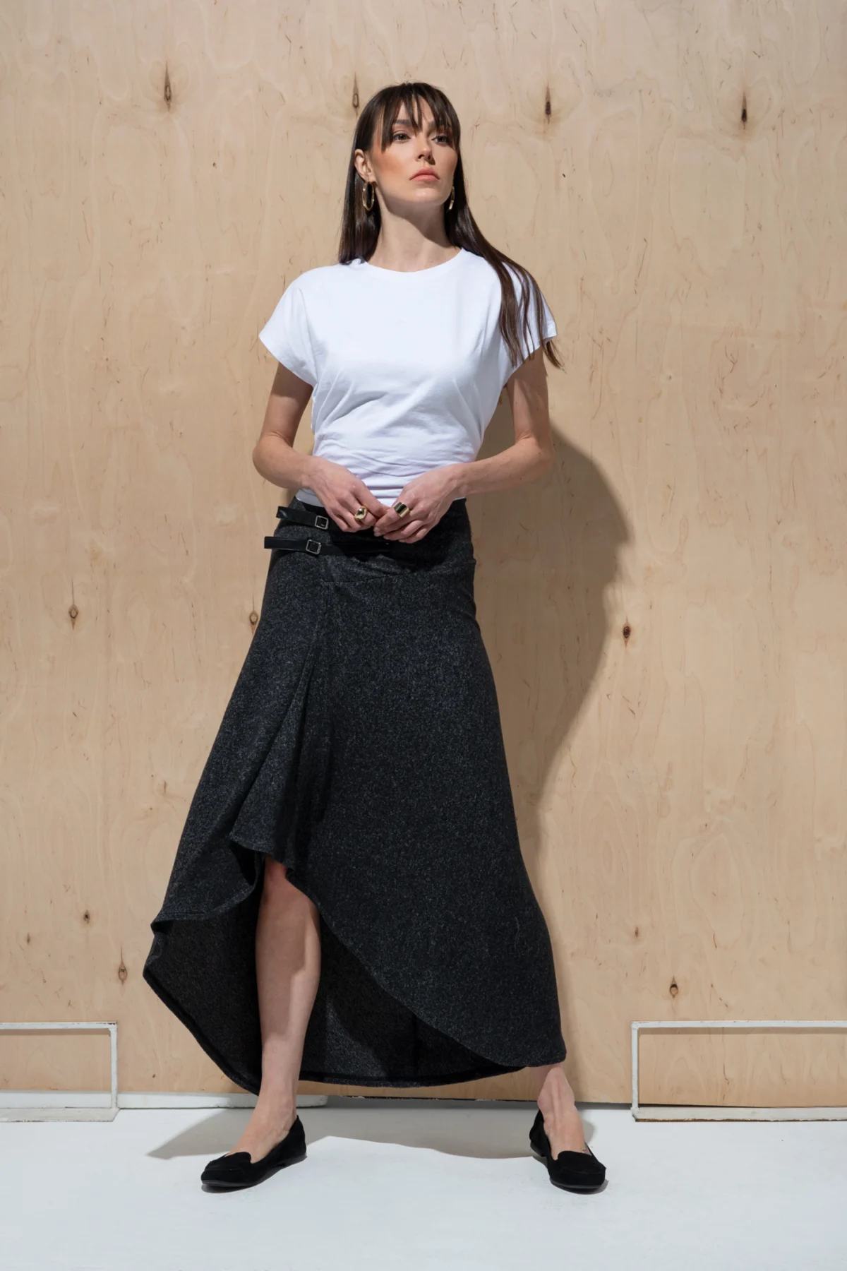 Kruvaze Antrasit Triko Etek - BE OZ - Görsel 1