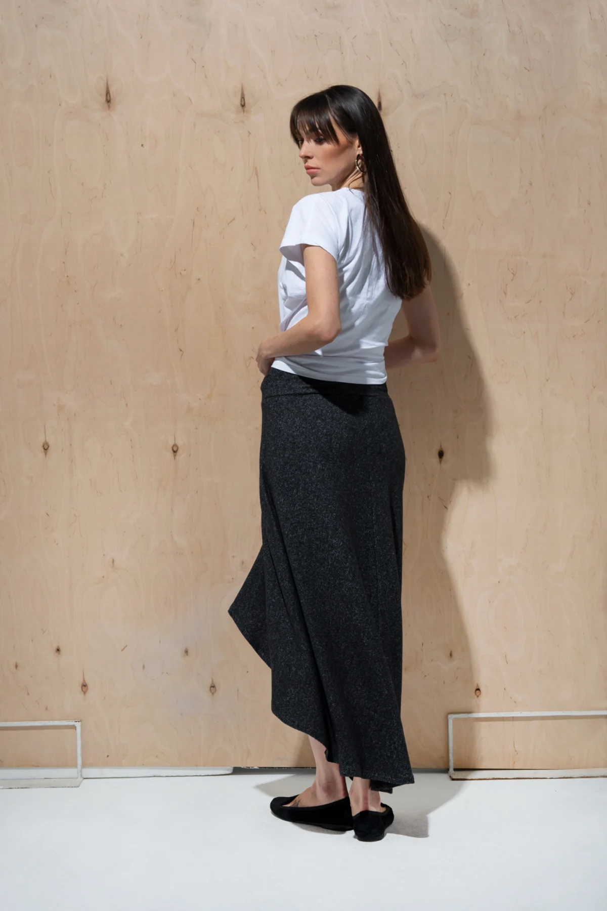 Kruvaze Antrasit Triko Etek - BE OZ - Görsel 2