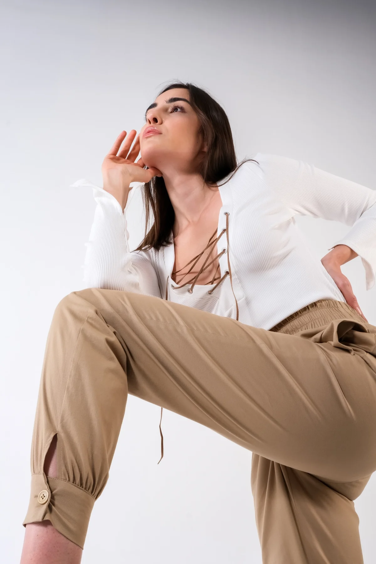 Kuşgözlü Beyaz Bluz - BE OZ - Görsel 6