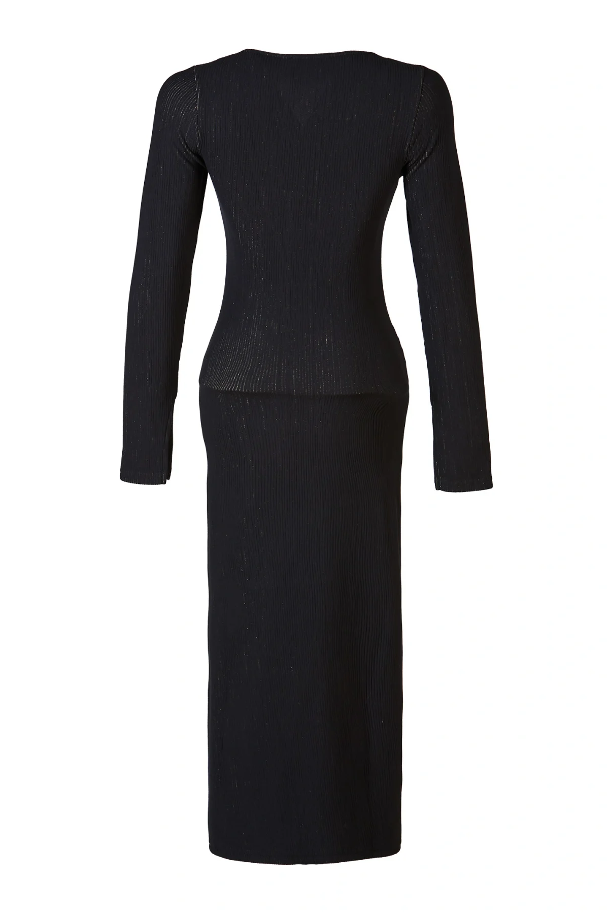 Kuşgözlü Gold Çizgili Siyah Elbise - BE OZ - Görsel 7