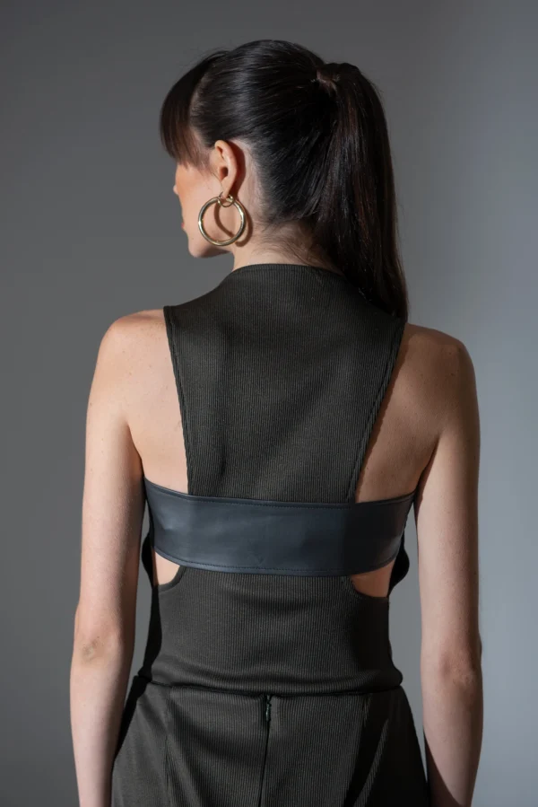 Sırtı Deri Detaylı Haki Bluz - BE OZ