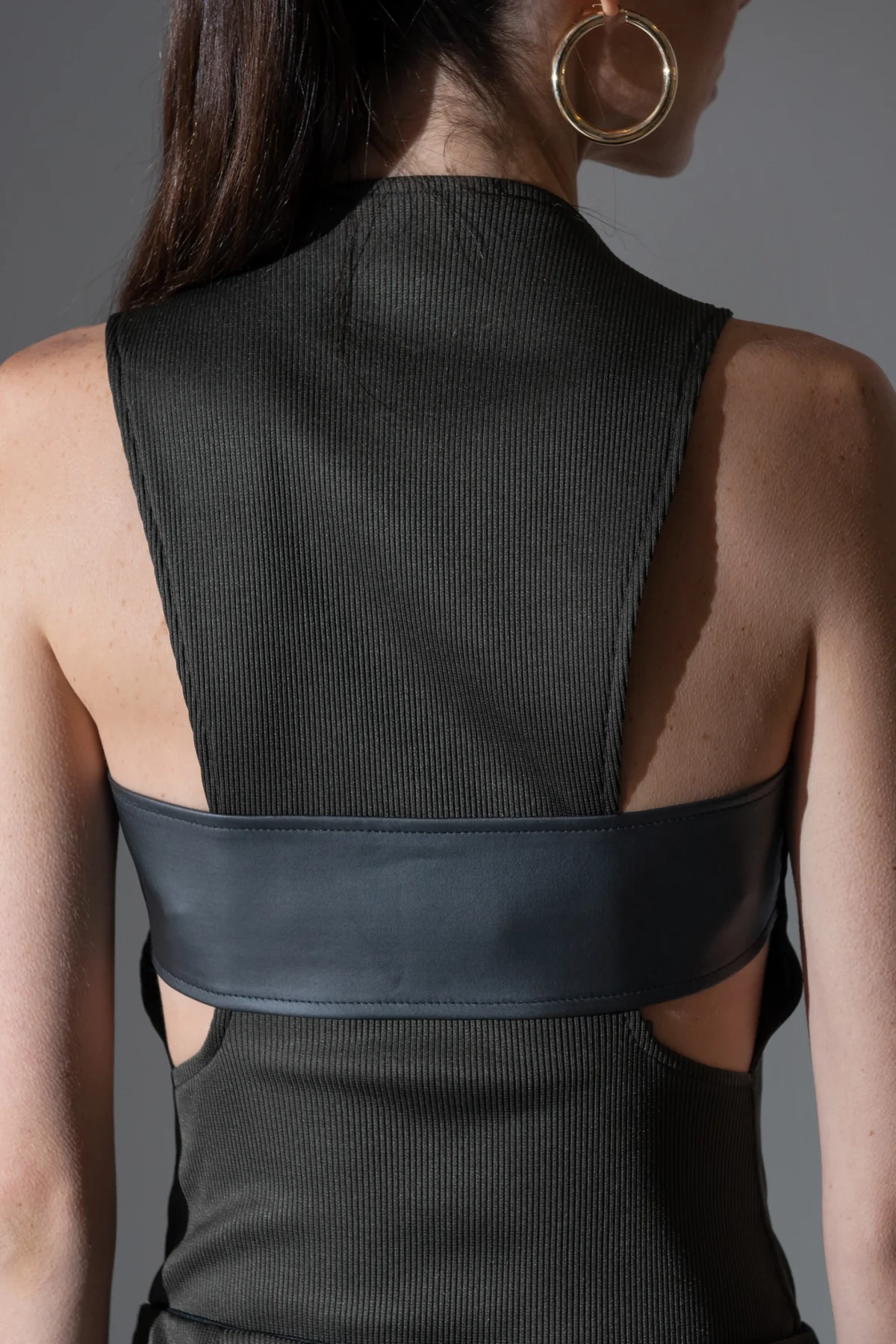 Sırtı Deri Detaylı Lacivert Bluz - BE OZ - Görsel 6