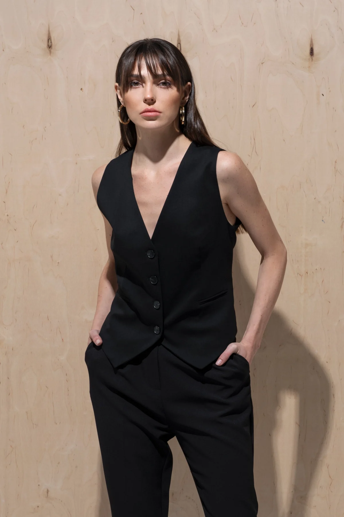 Klasik Önü Düğmeli Beyaz Yelek - BE OZ - Görsel 7