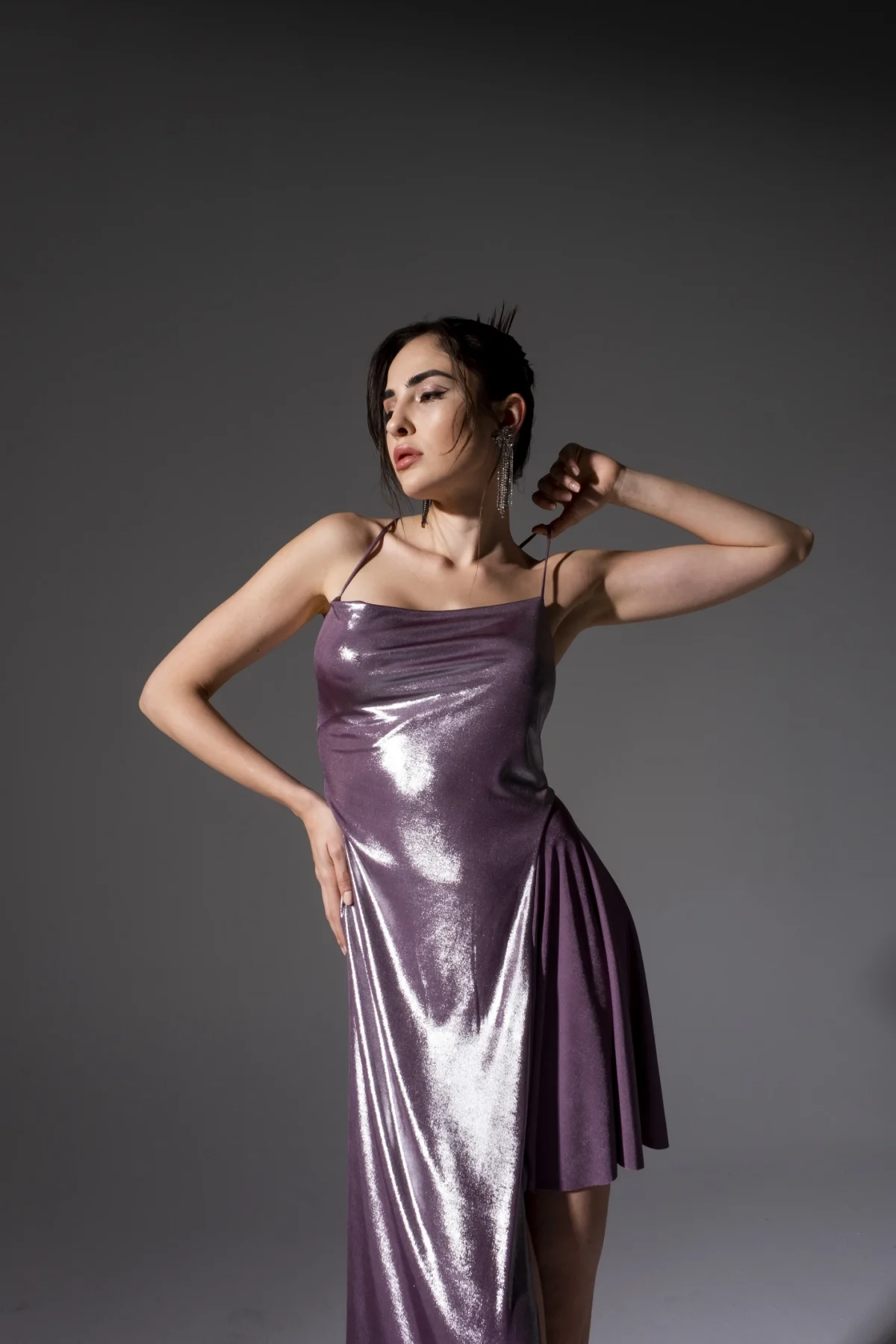 Aura Asimetrik Tasarım Gold Gece Elbisesi-BE OZ - Görsel 10