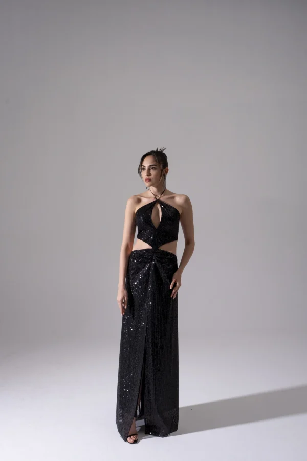 Rone Siyah Payetli Elbise - BE OZ