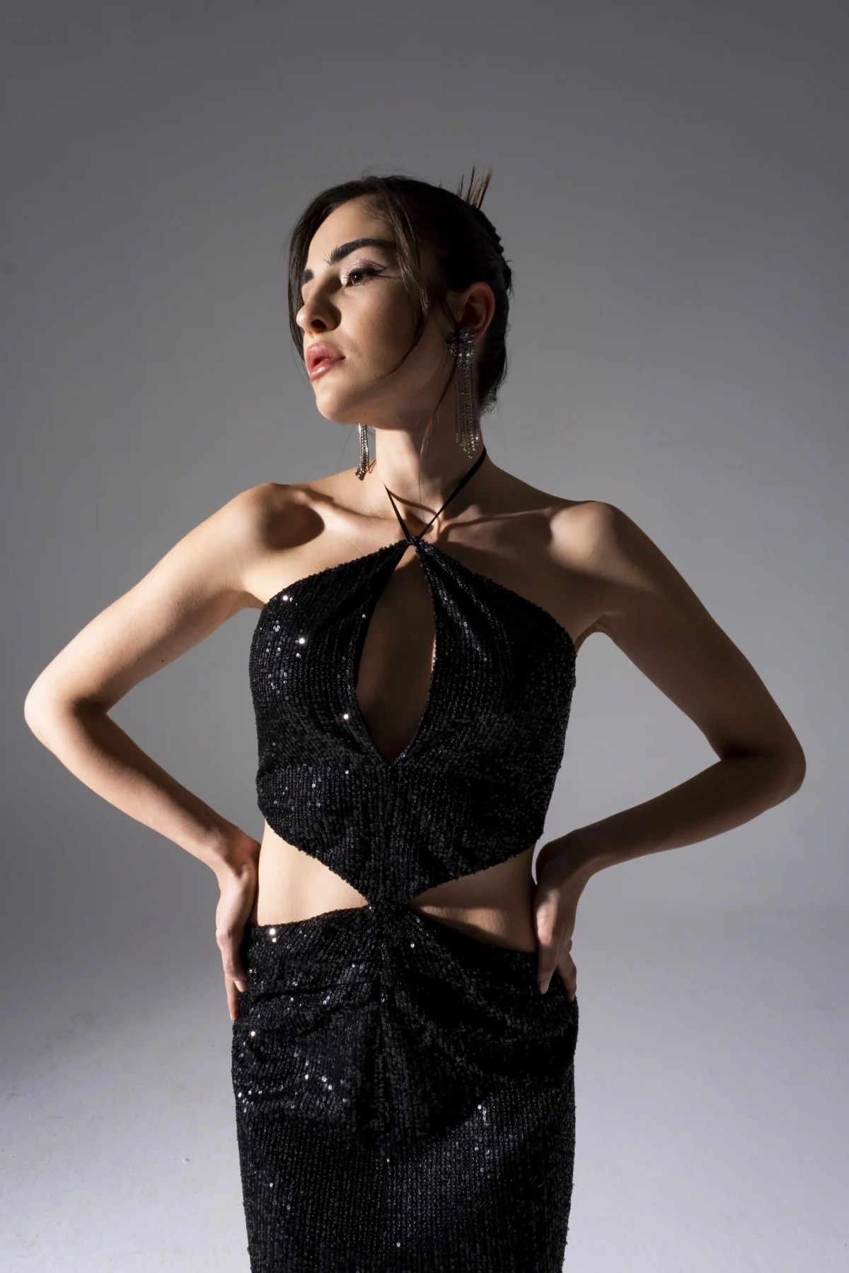 Rone Siyah Payetli Elbise - BE OZ - Görsel 4