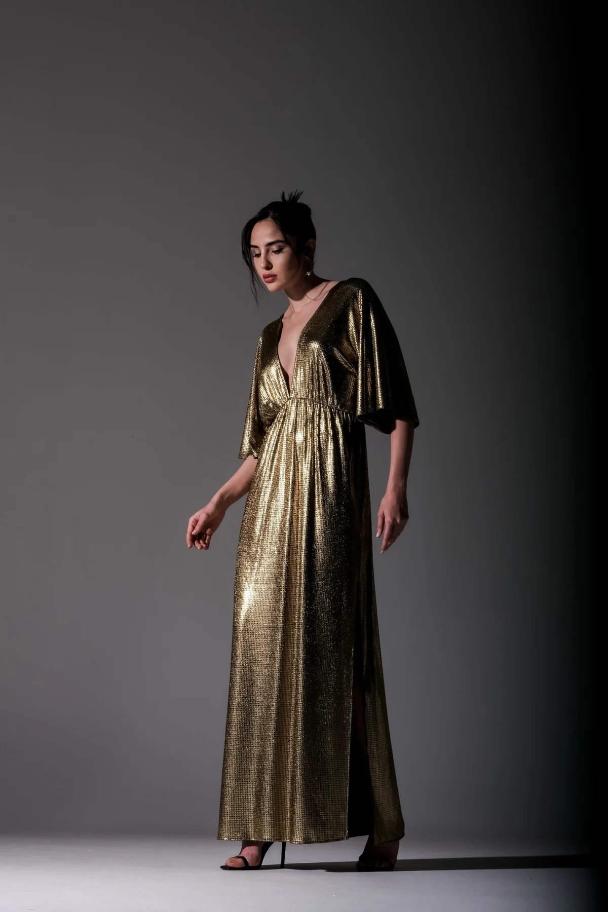 Yarasa Kol Gold Elbise - BE OZ - Görsel 6