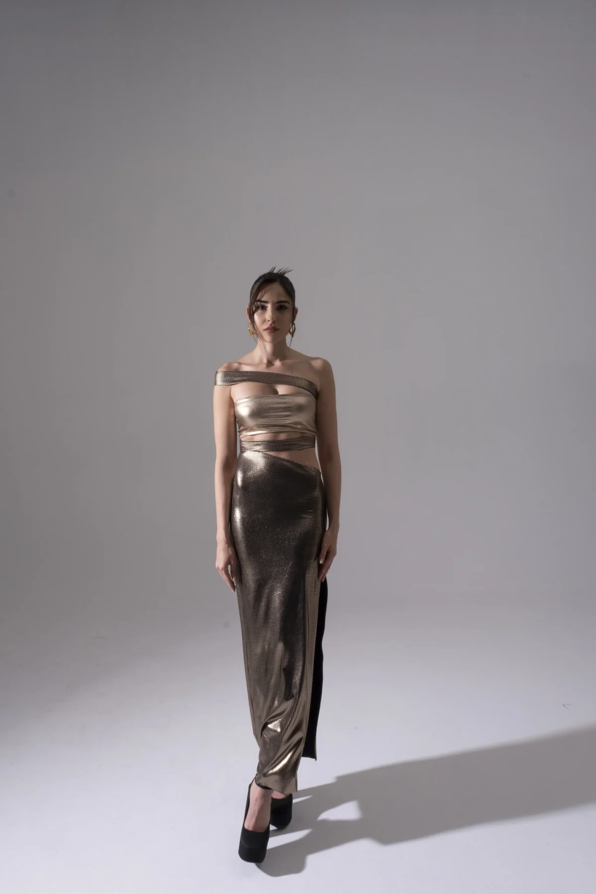 Ceylo Cut Out Gold Elbise - BE OZ - Görsel 2