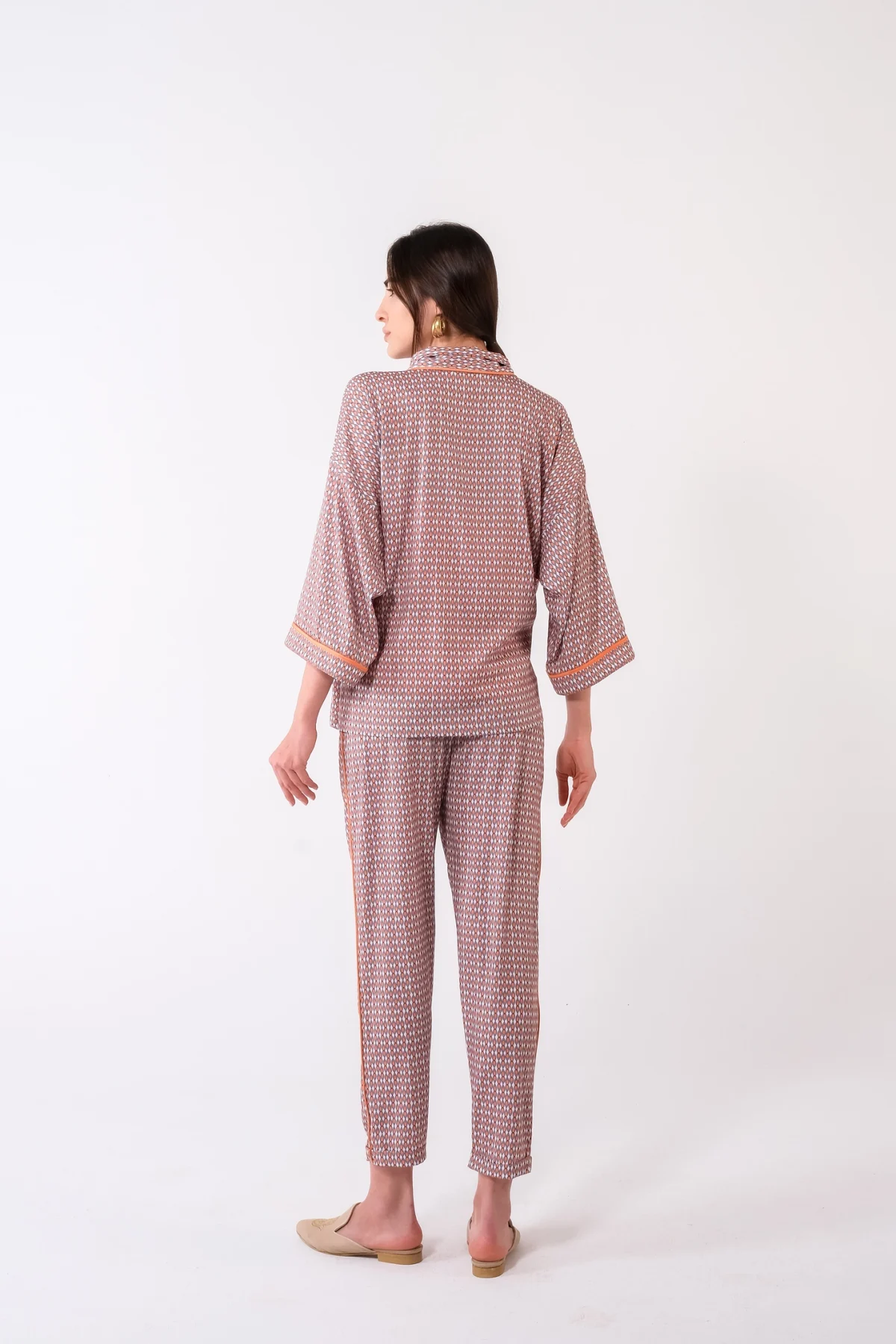 Cleo Turuncu Desen Kimono - BE OZ - Görsel 4