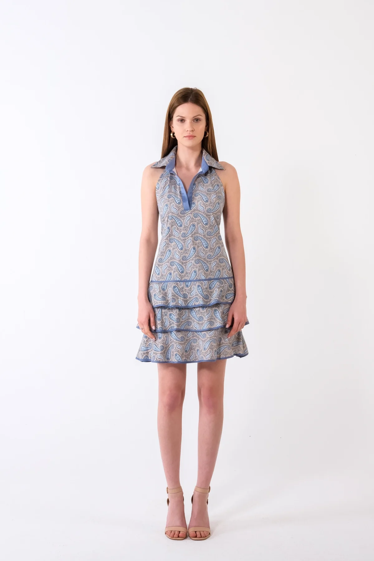 Marine Çizgili Gömlek Yaka Elbise - BE OZ - Görsel 8