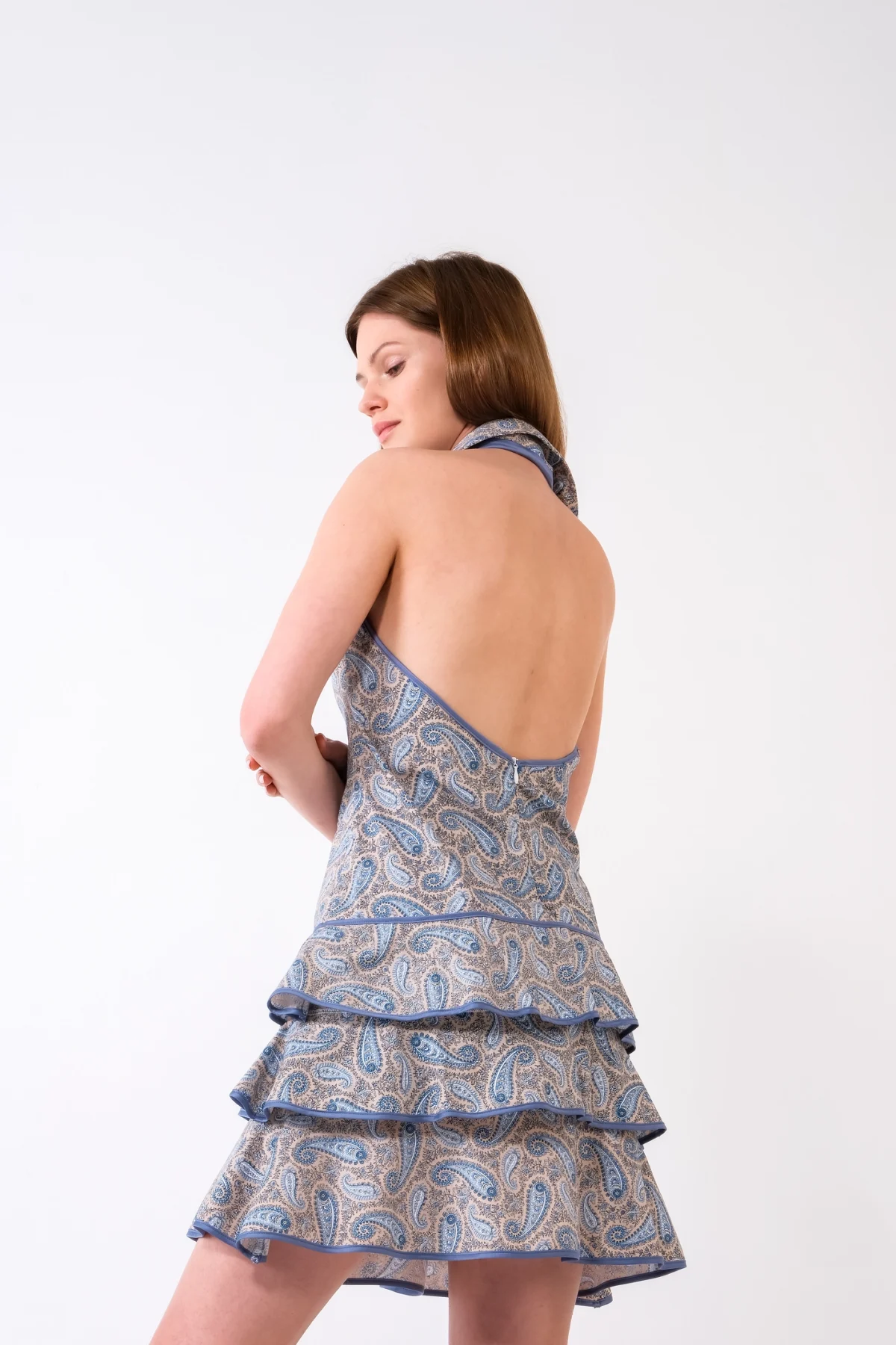 Marine Çizgili Gömlek Yaka Elbise - BE OZ - Görsel 9