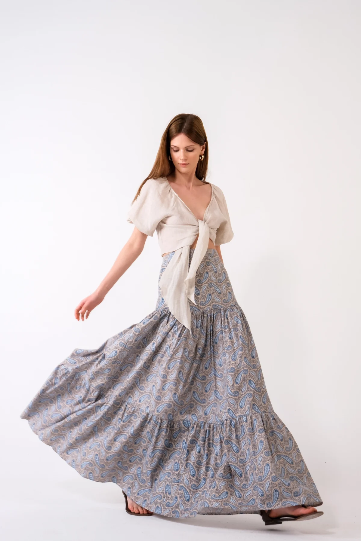 Tropez Şal Desenli Maxi Etek - BE OZ - Görsel 2