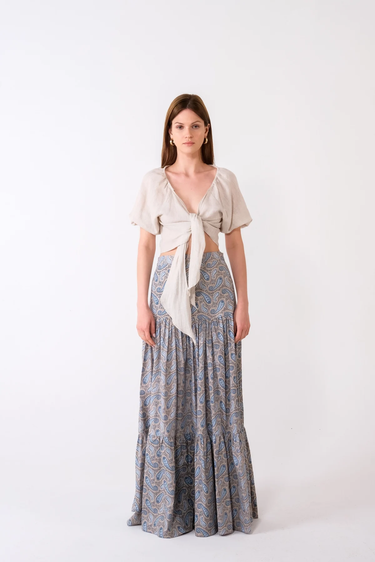 Tropez Şal Desenli Maxi Etek - BE OZ - Görsel 3