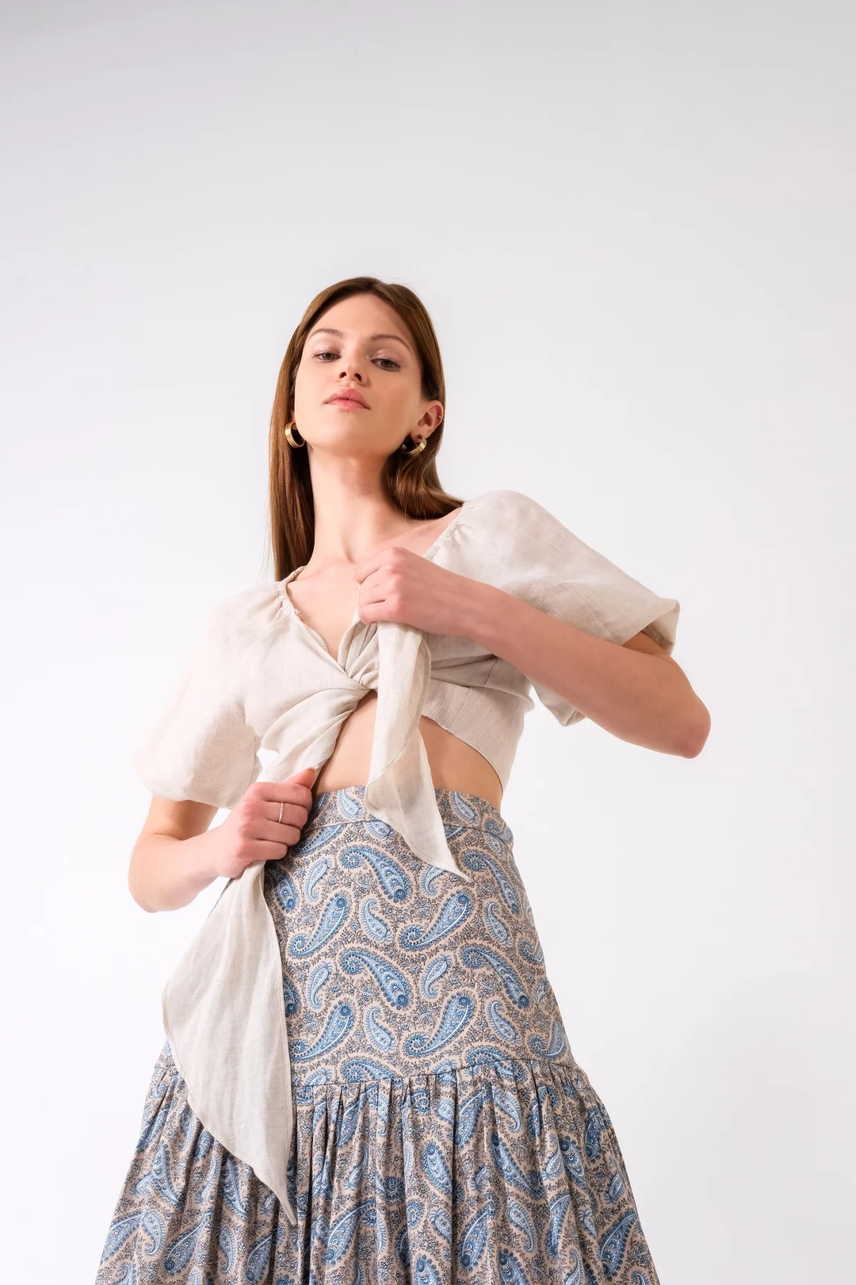 Tropez Şal Desenli Maxi Etek - BE OZ - Görsel 5