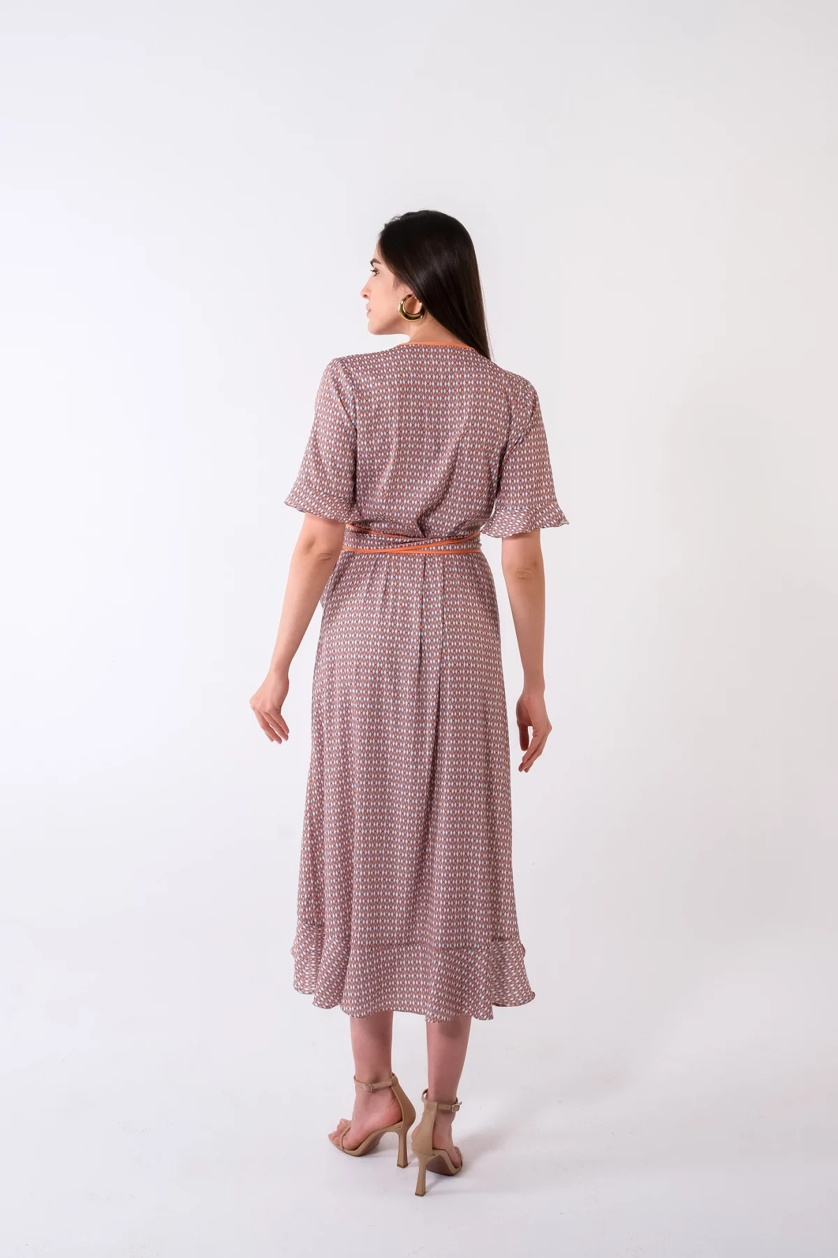 Yasmin Turuncu Desen Elbise - BE OZ - Görsel 3