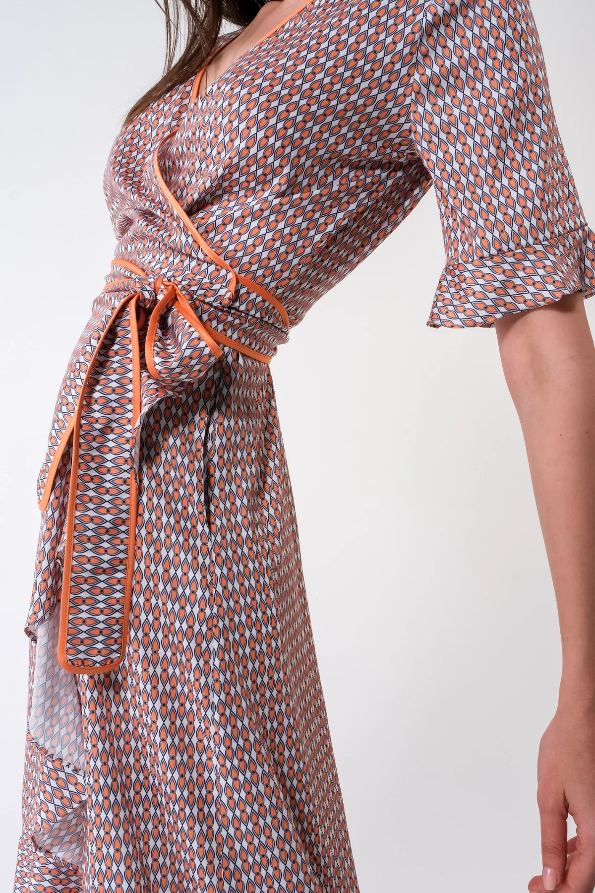 Yasmin Turuncu Desen Elbise - BE OZ - Görsel 6