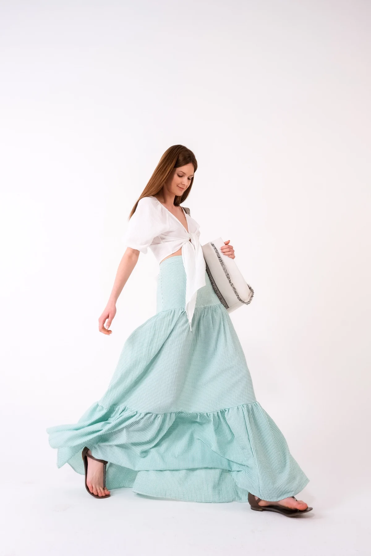 Tropez Şal Desenli Maxi Etek - BE OZ - Görsel 9