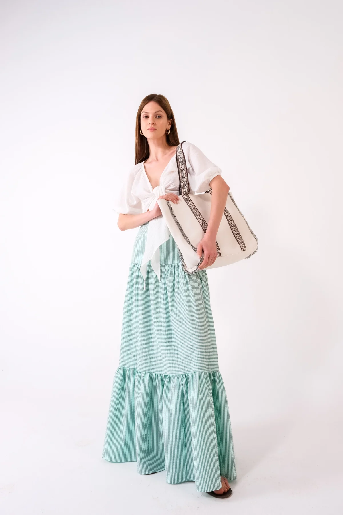 Tropez Şal Desenli Maxi Etek - BE OZ - Görsel 10