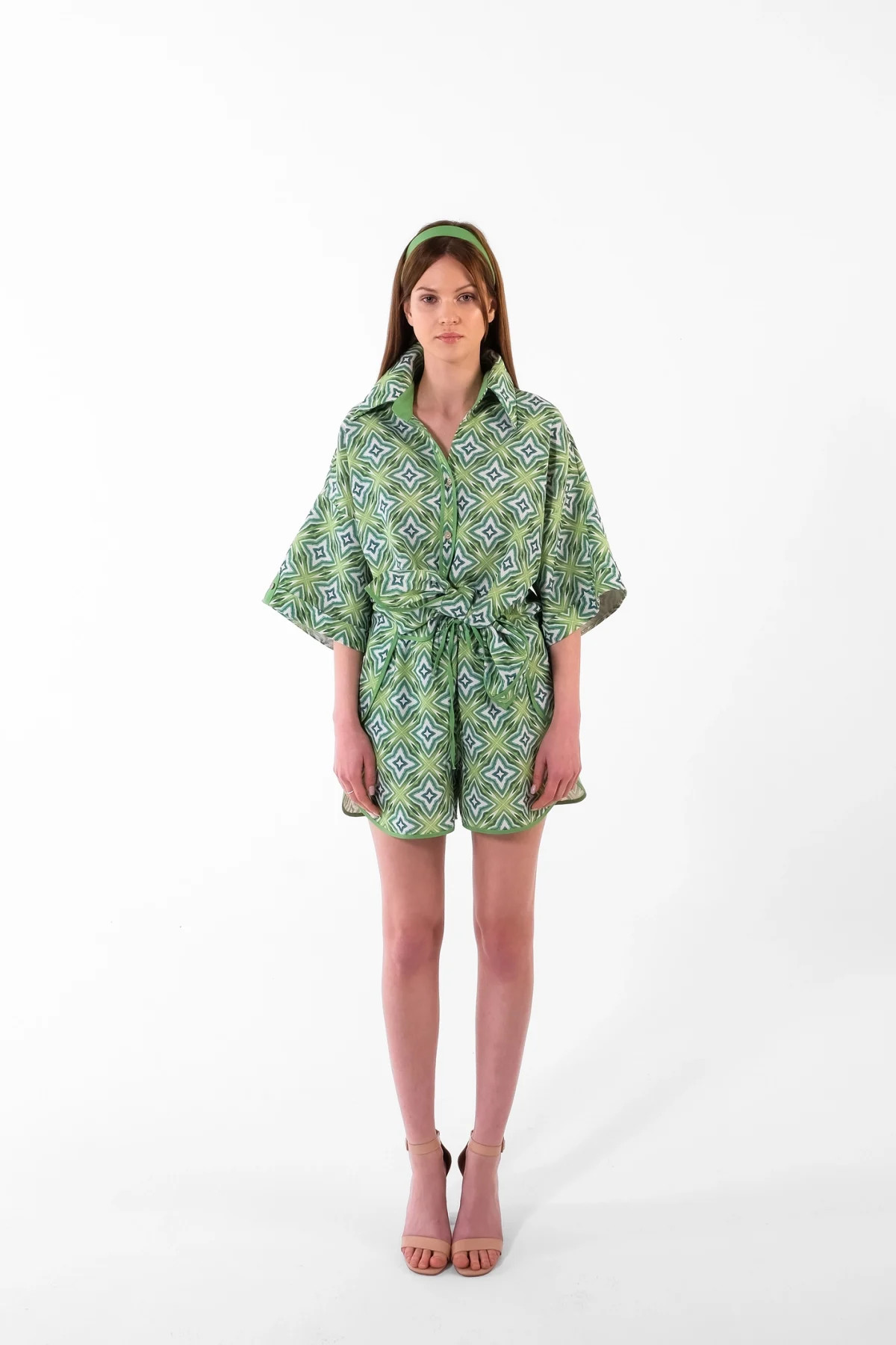 Natur Yeşil Gömlek ve Şort Takım - BE OZ - Görsel 4