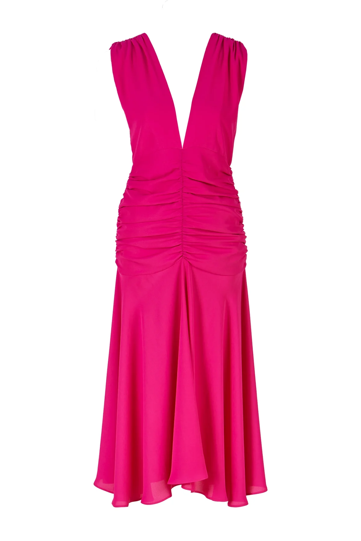 Monroe Drapeli Siyah Midi Elbise - BE OZ - Görsel 4