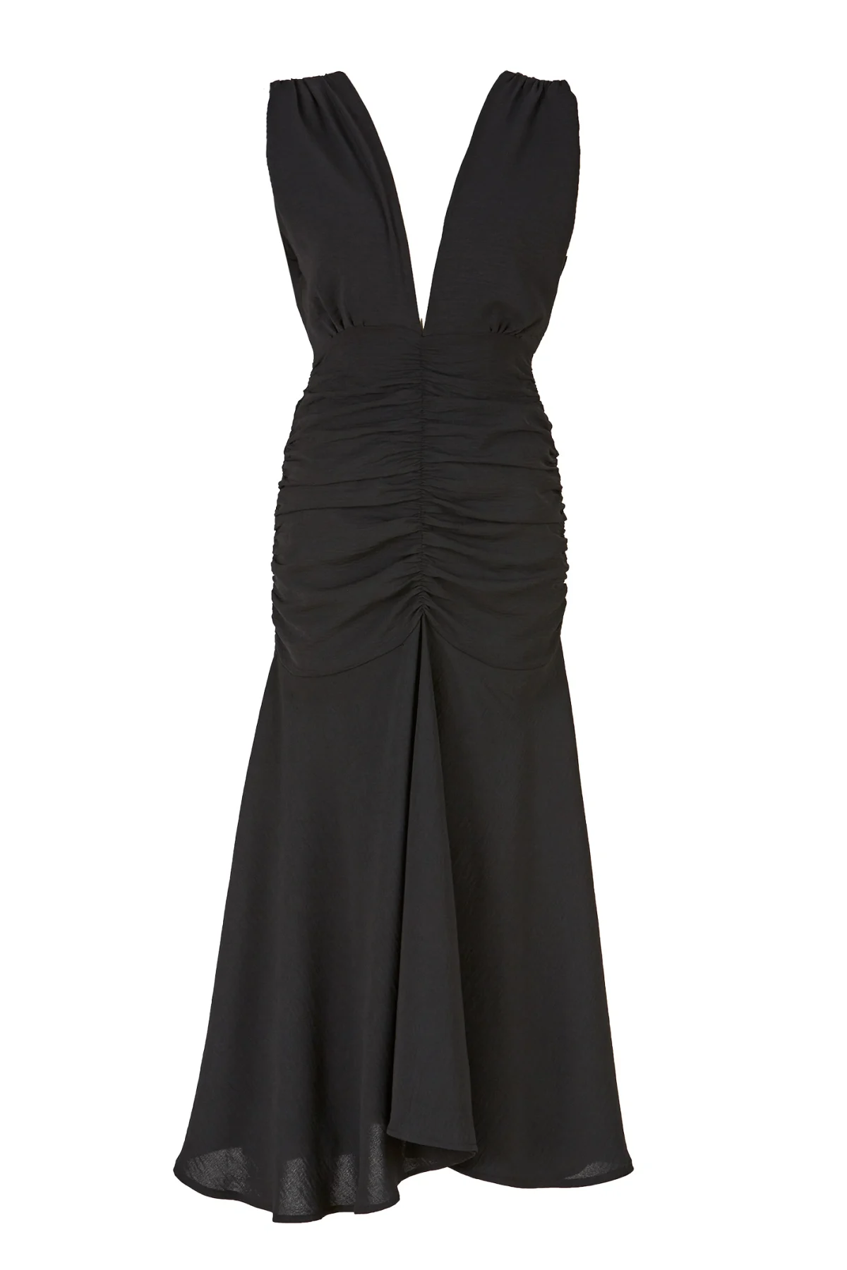 Monroe Drapeli Siyah Midi Elbise - BE OZ - Görsel 2