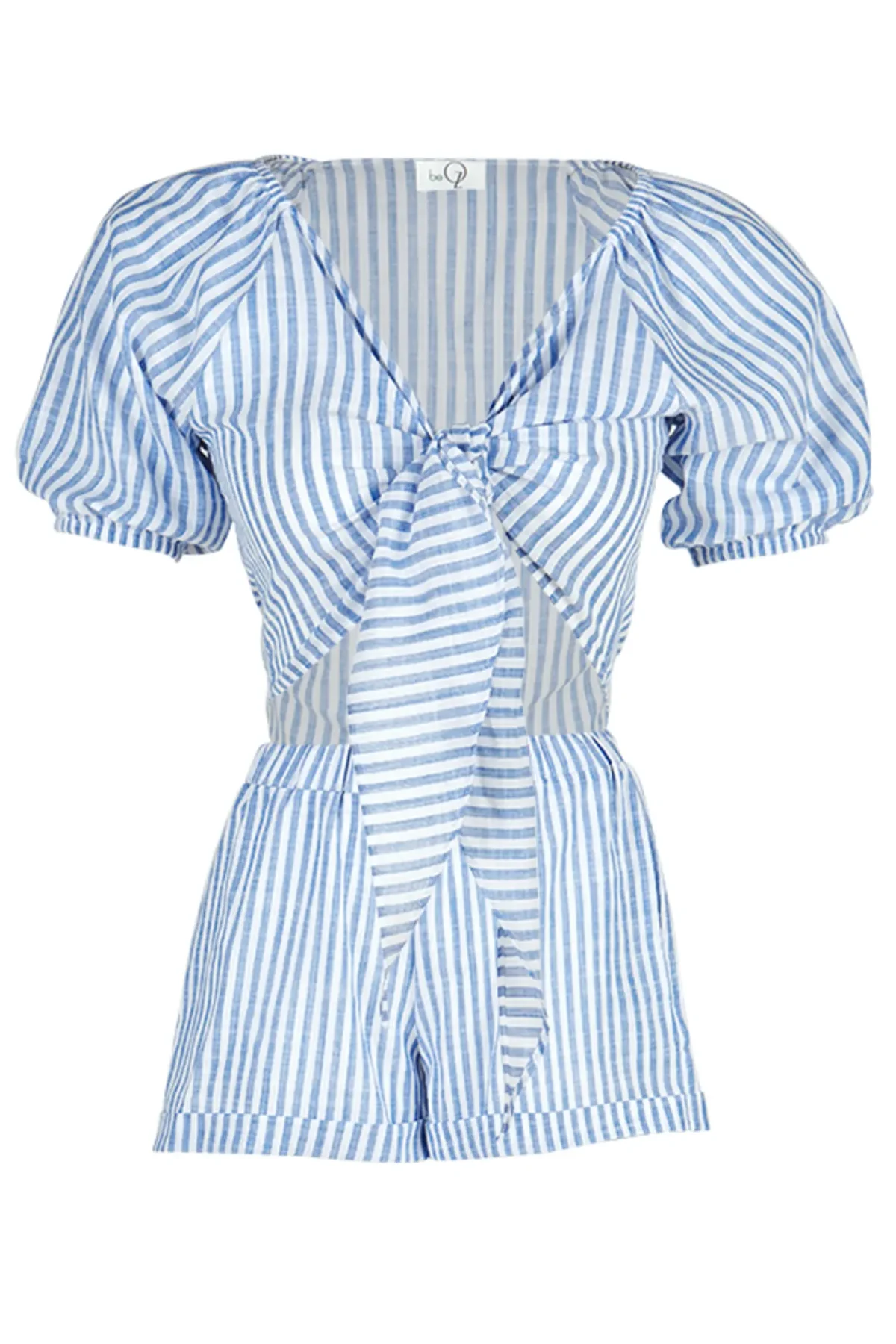 Mavi Çizgili Keten Takım - BE OZ - Görsel 1