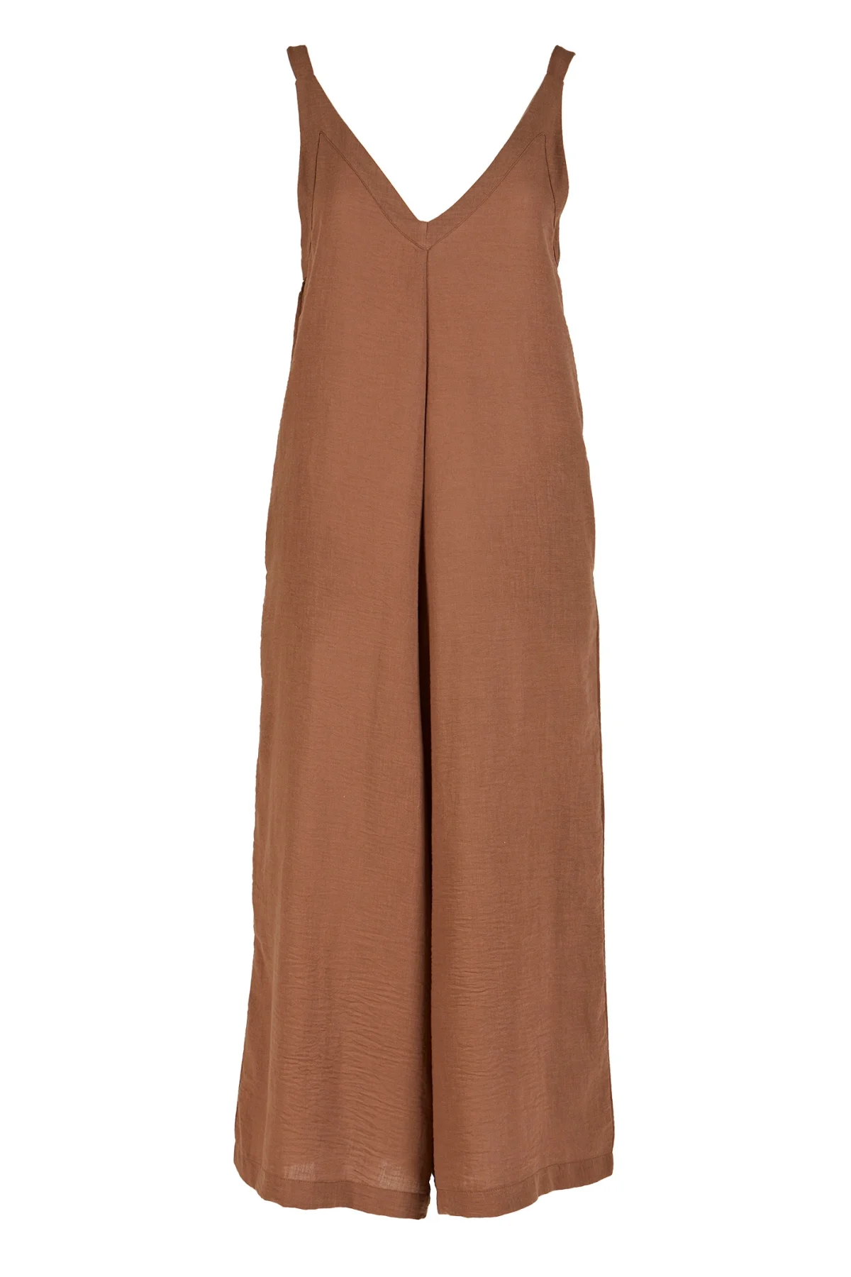 be-oz-alacati-salas-kahverengi-tulum-1 Önü Arkası V Kahverengi Basic Tulum - BE OZ - Görsel 1