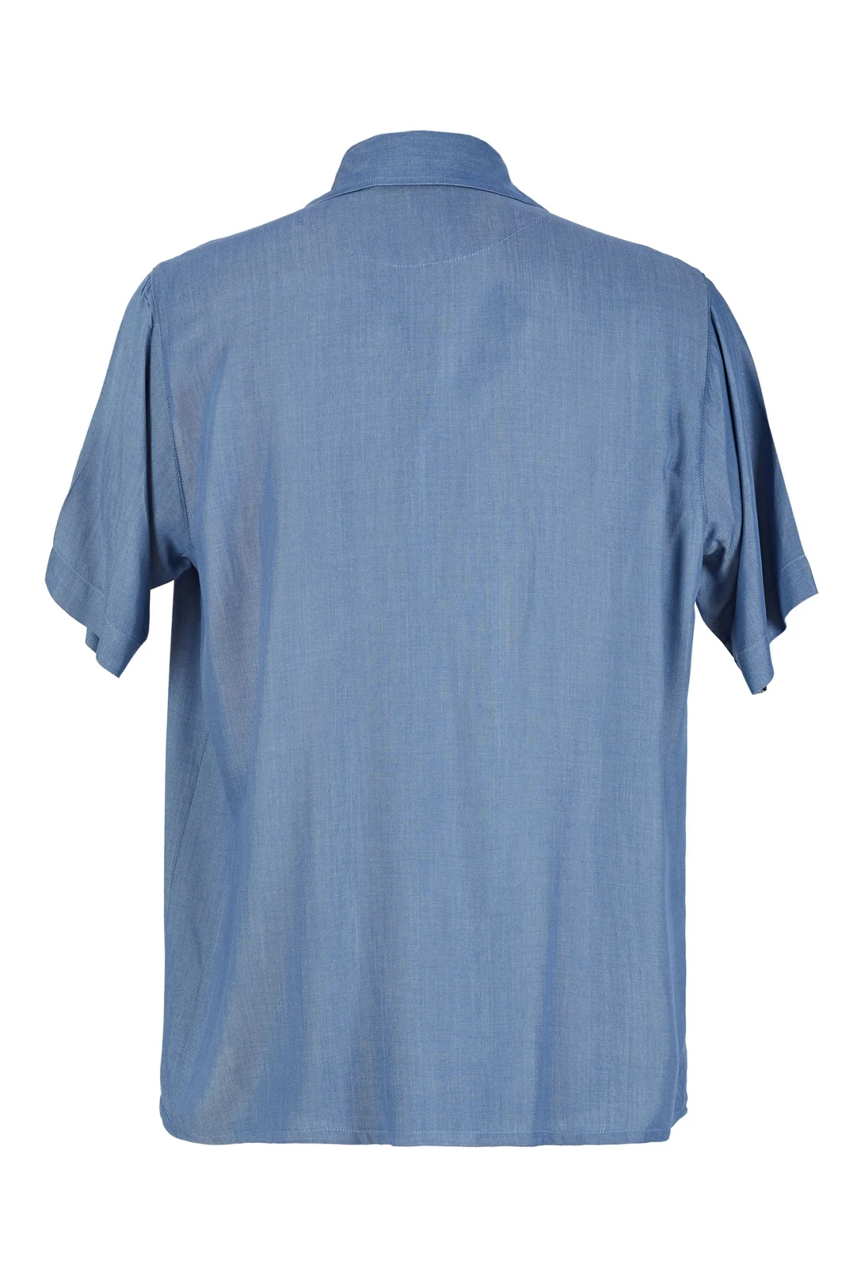 Kısa Kollu Salaş Mavi Gömlek - BE OZ - Görsel 2