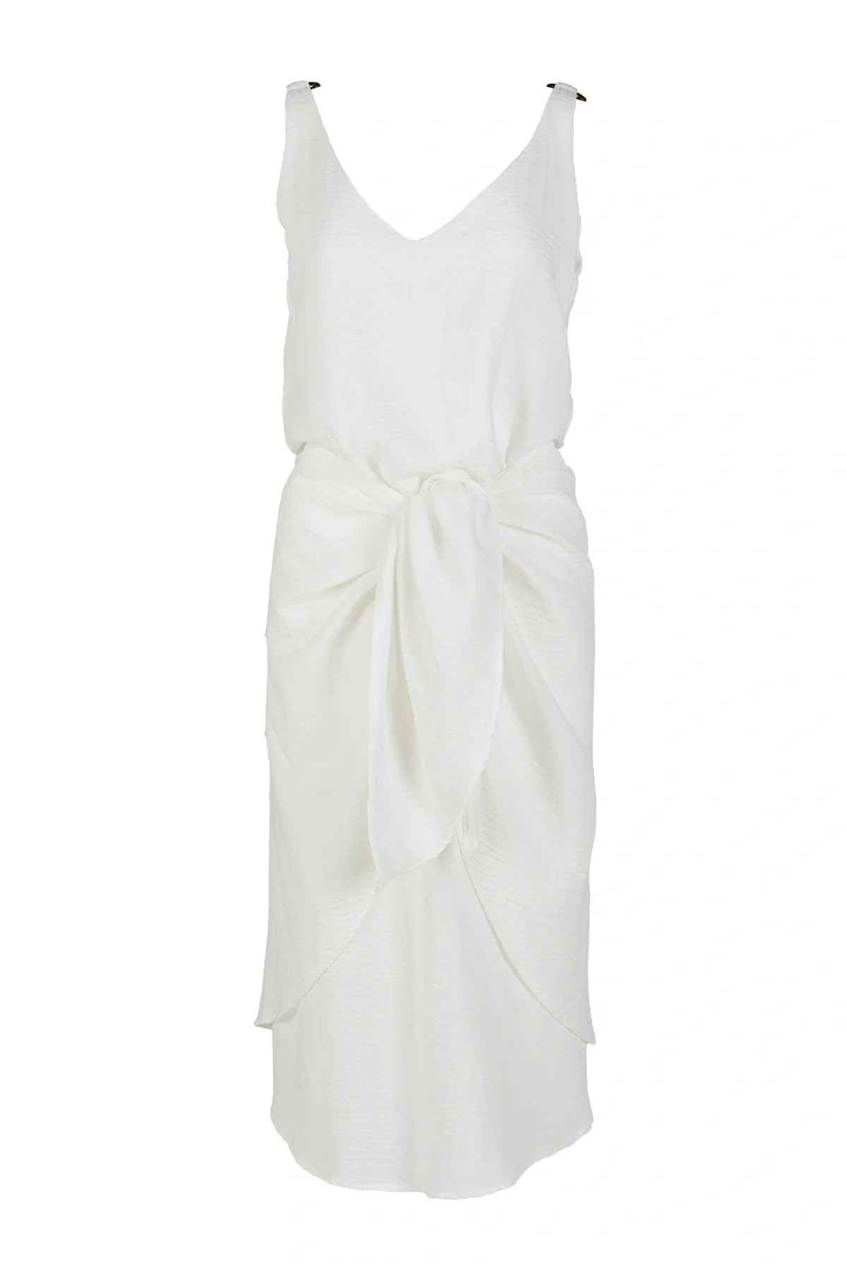 Önden Bağlamalı Turuncu Elbise - BE OZ - Görsel 8