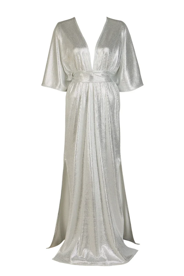 Yarasa Kol Gümüş Elbise - BE OZ