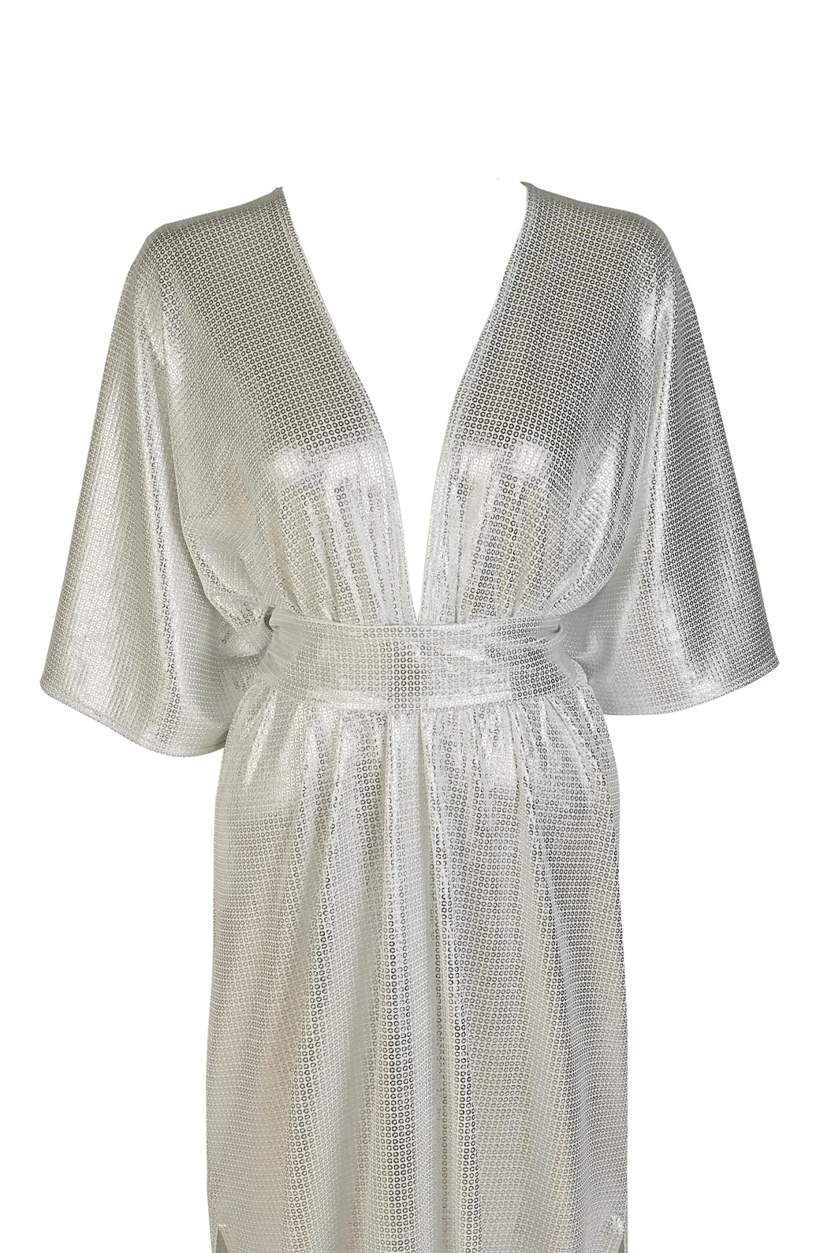 Yarasa Kol Gümüş Elbise - BE OZ - Görsel 3