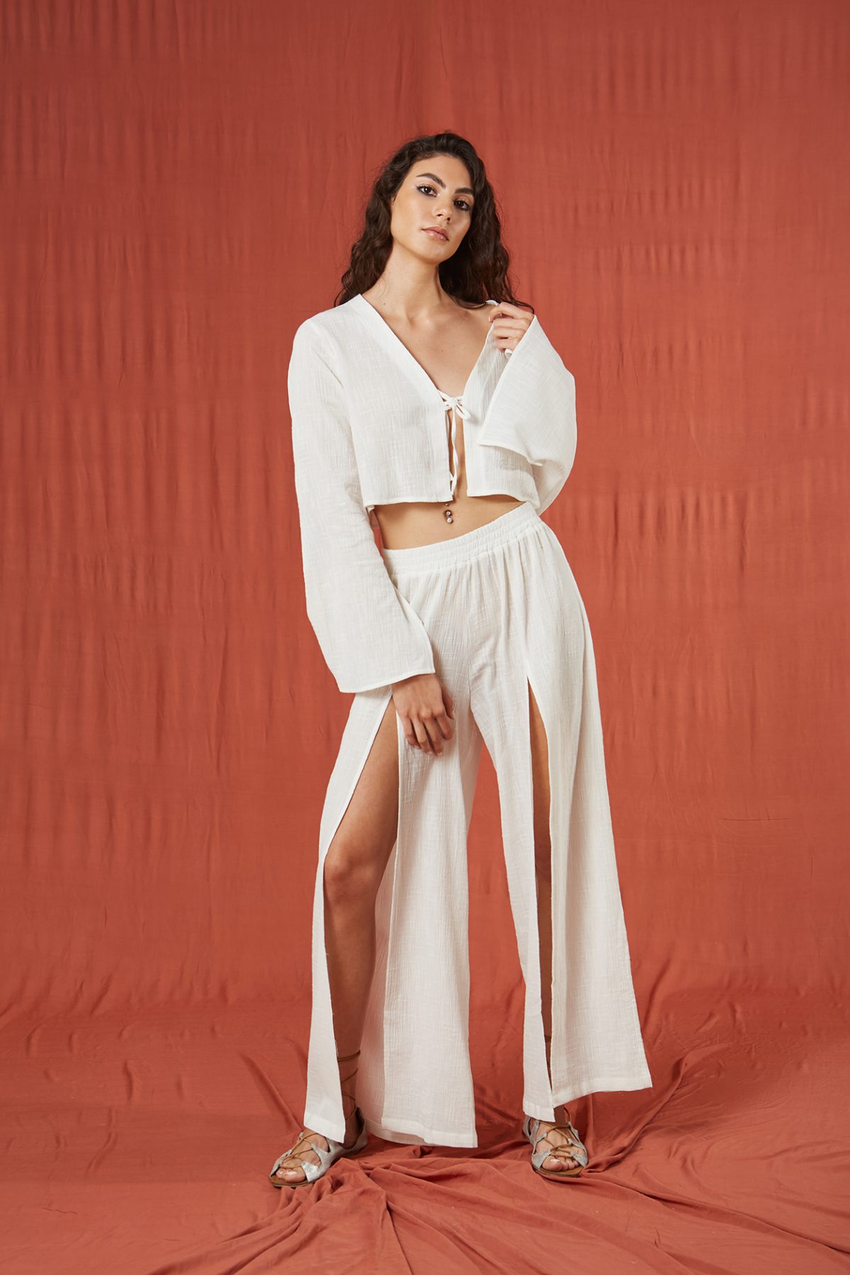 Bali Flanel Beyaz Bluz Pantolon Takım - BE OZ - Görsel 5