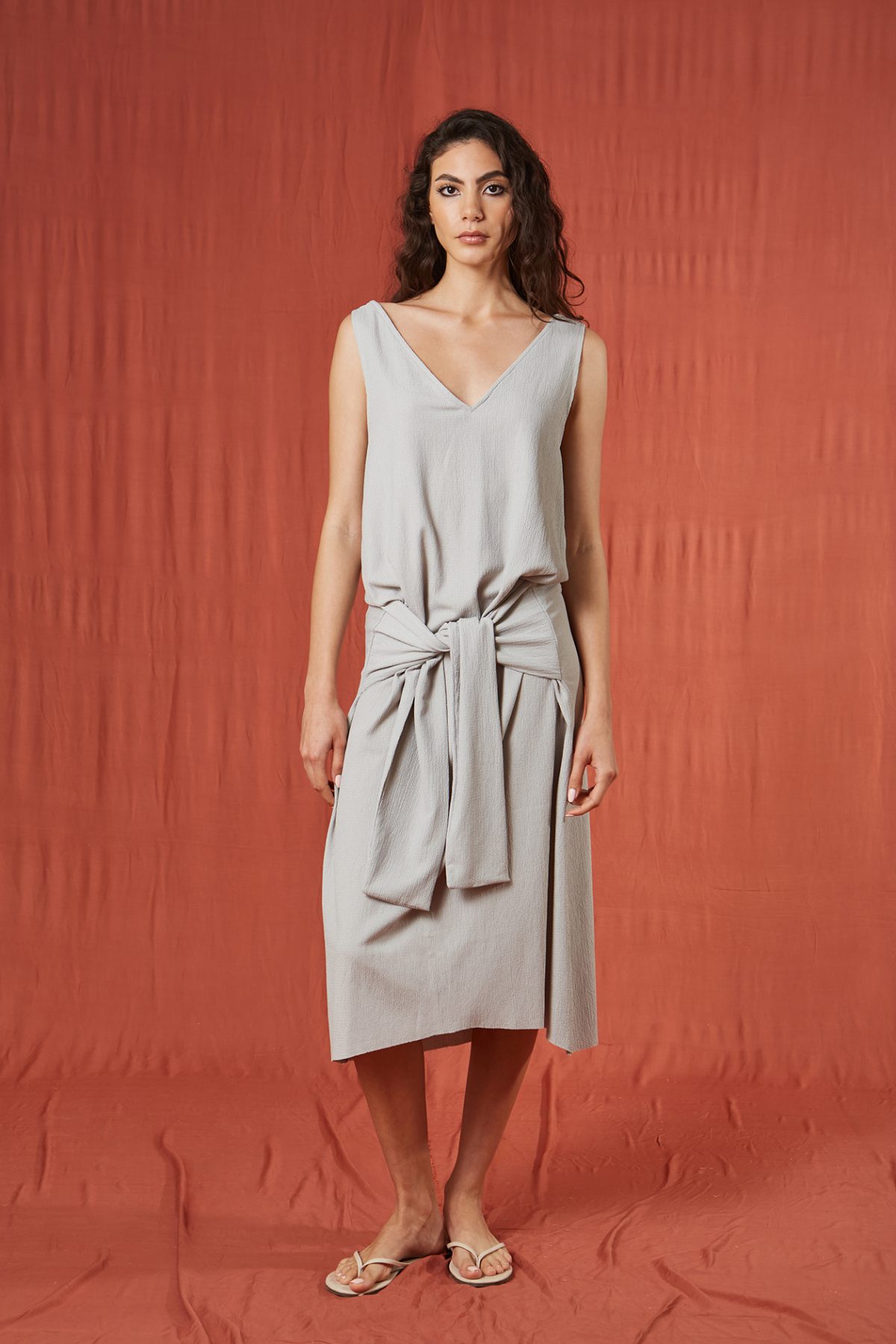 Yahşi Önü Kuşaklı Hardal Elbise - BE OZ - Görsel 8