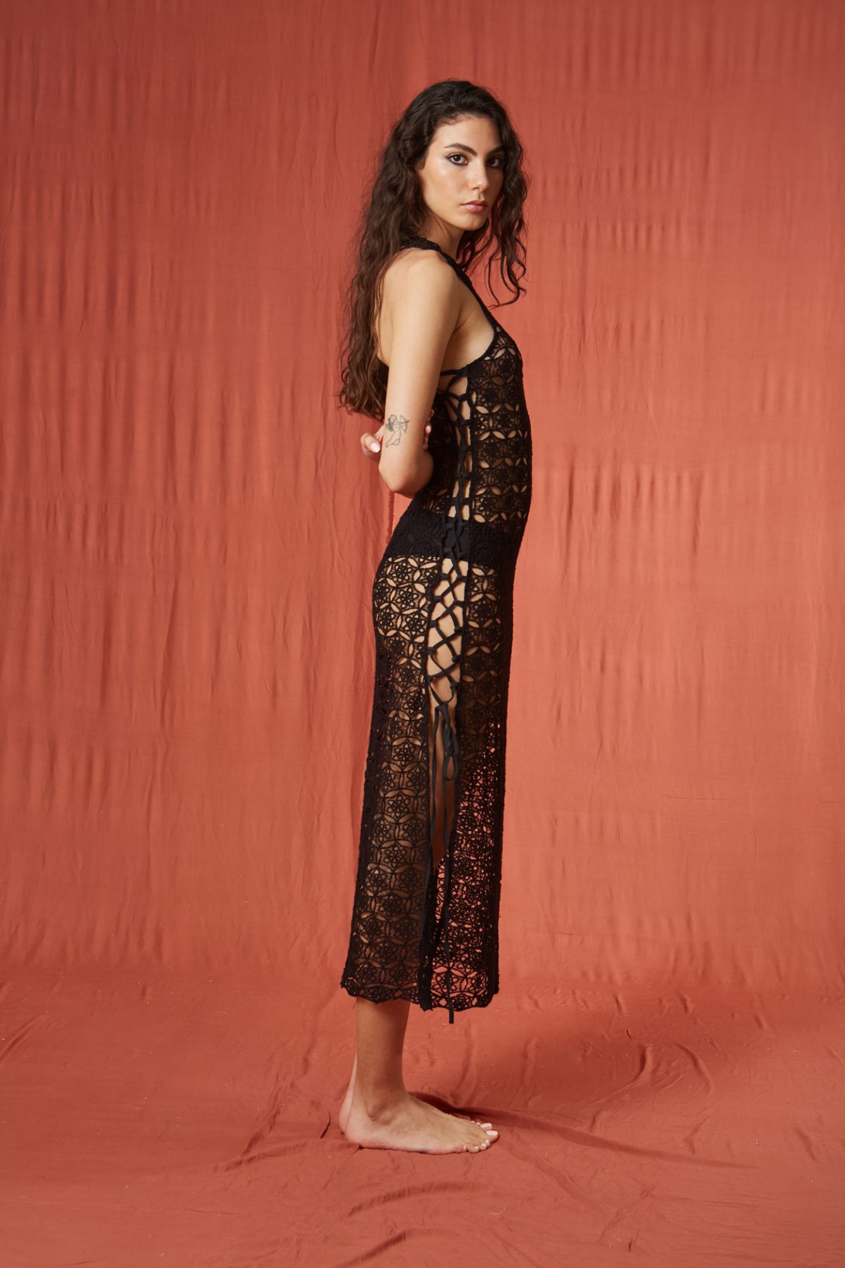 Resort Kroşe Siyah Elbise - BE OZ - Görsel 4