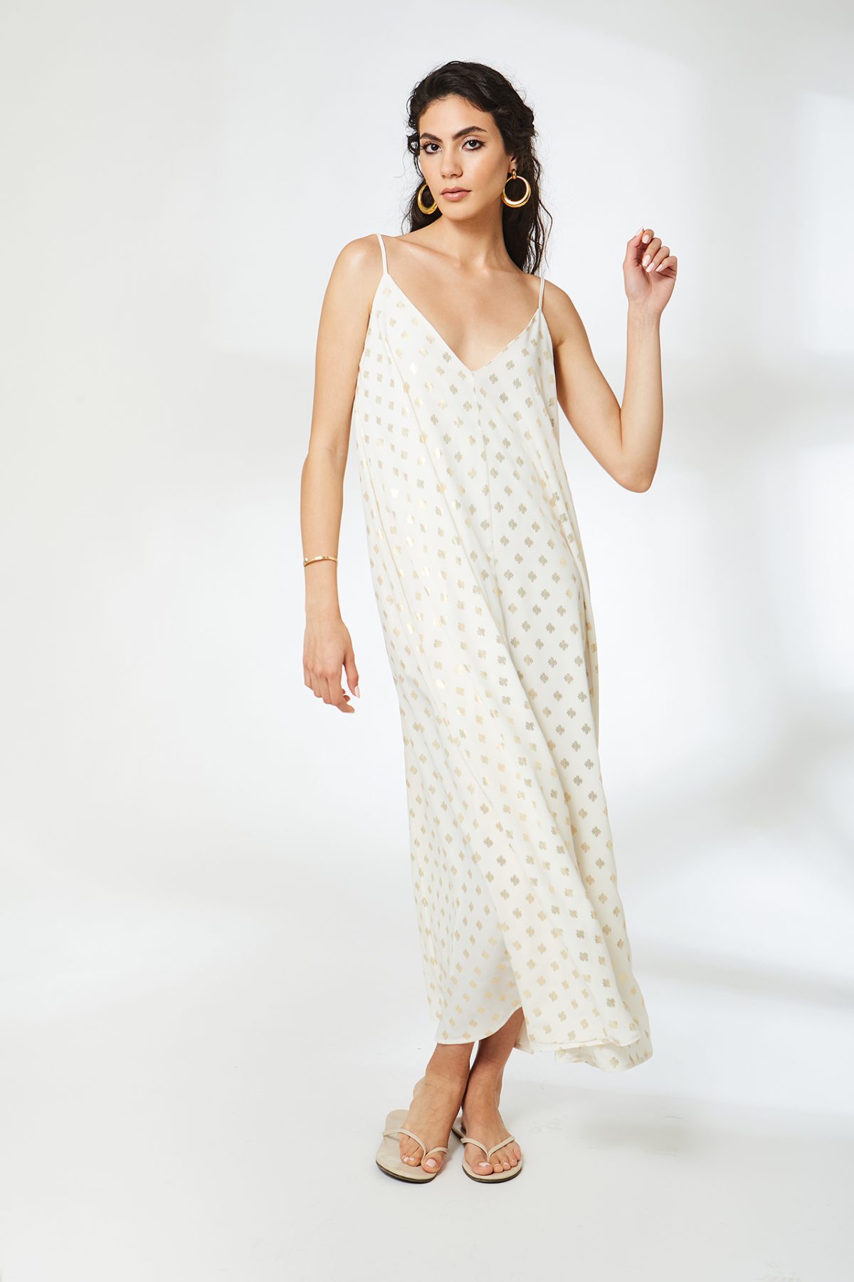 Marnie Gold Varak Ekru Elbise - BE OZ - Görsel 4