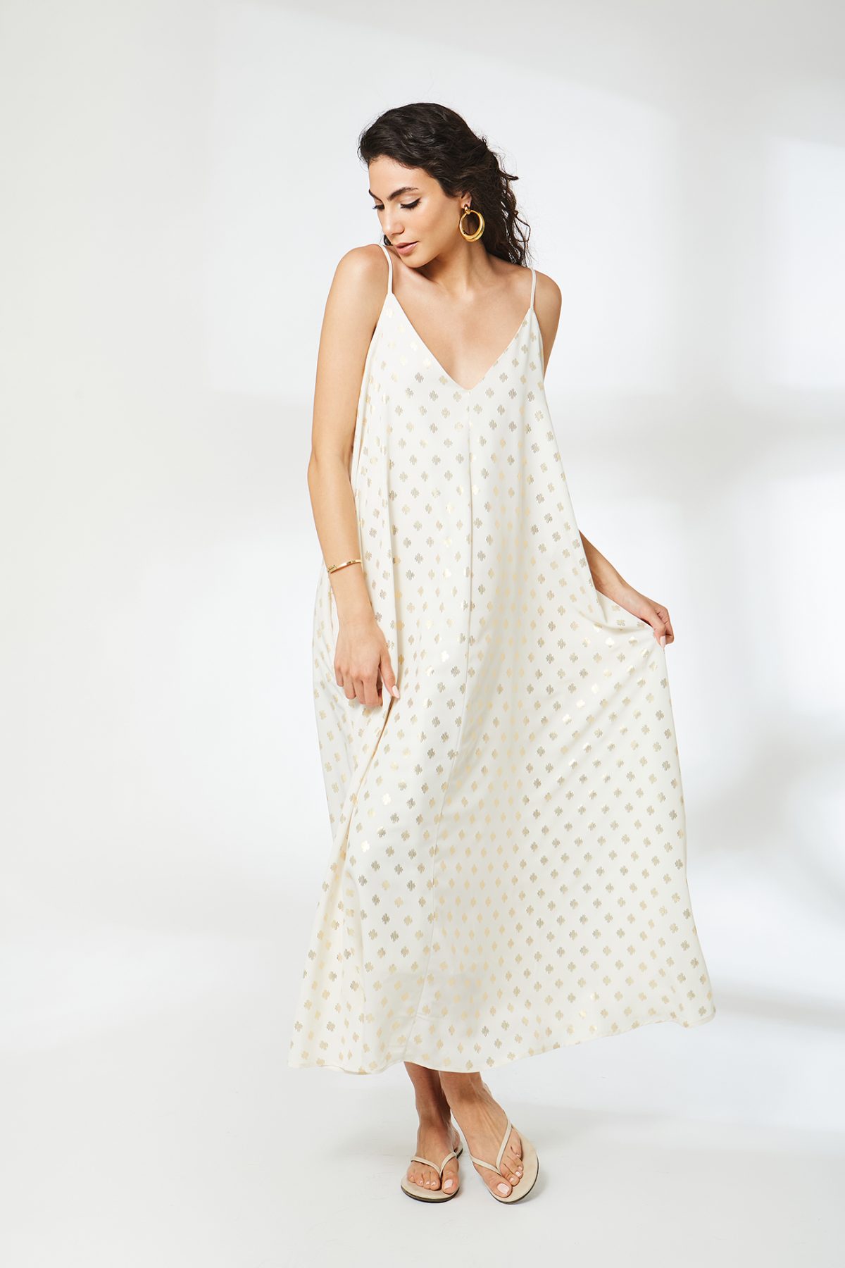 Marnie Gold Varak Ekru Elbise - BE OZ - Görsel 5