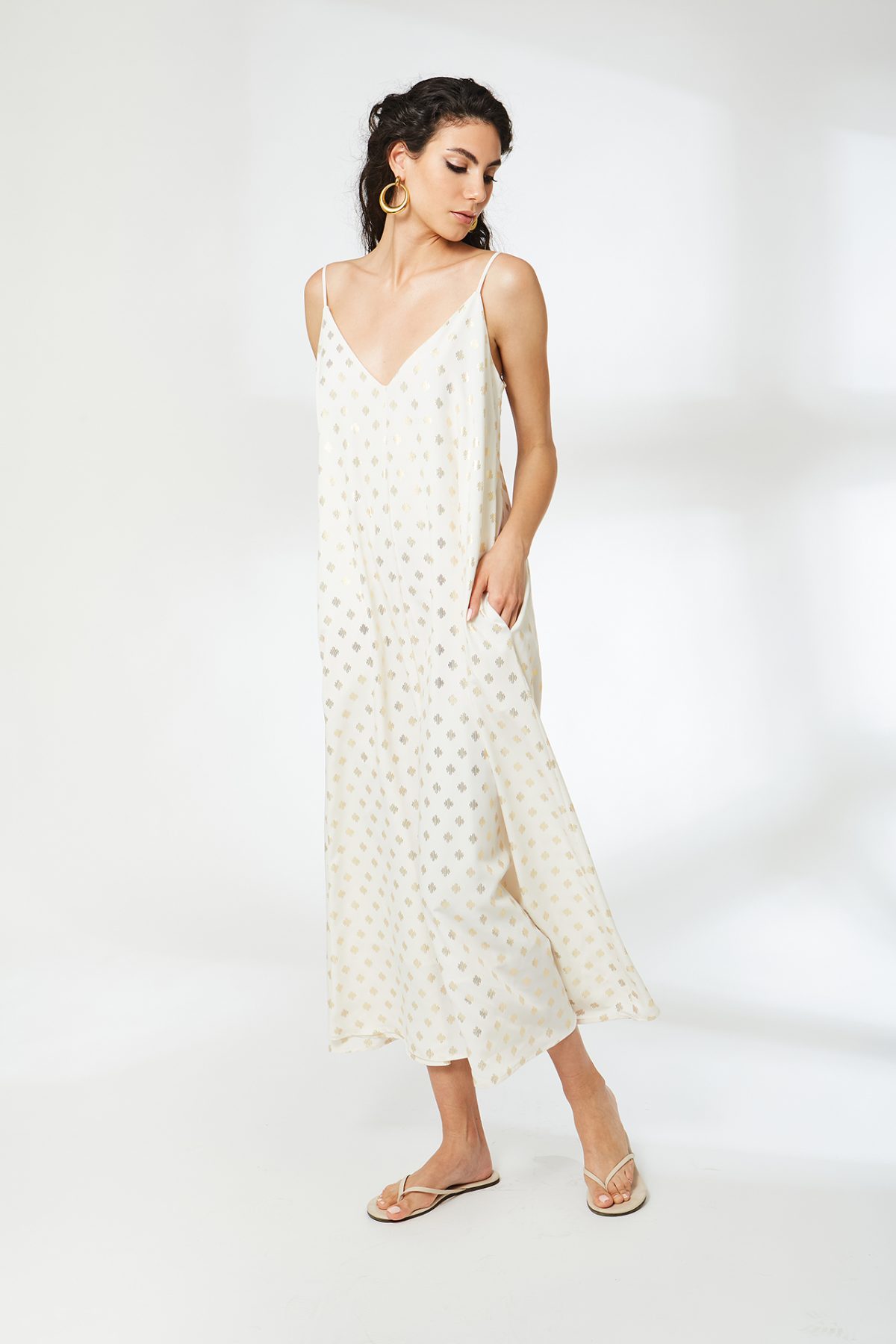 Marnie Gold Varak Ekru Elbise - BE OZ - Görsel 6