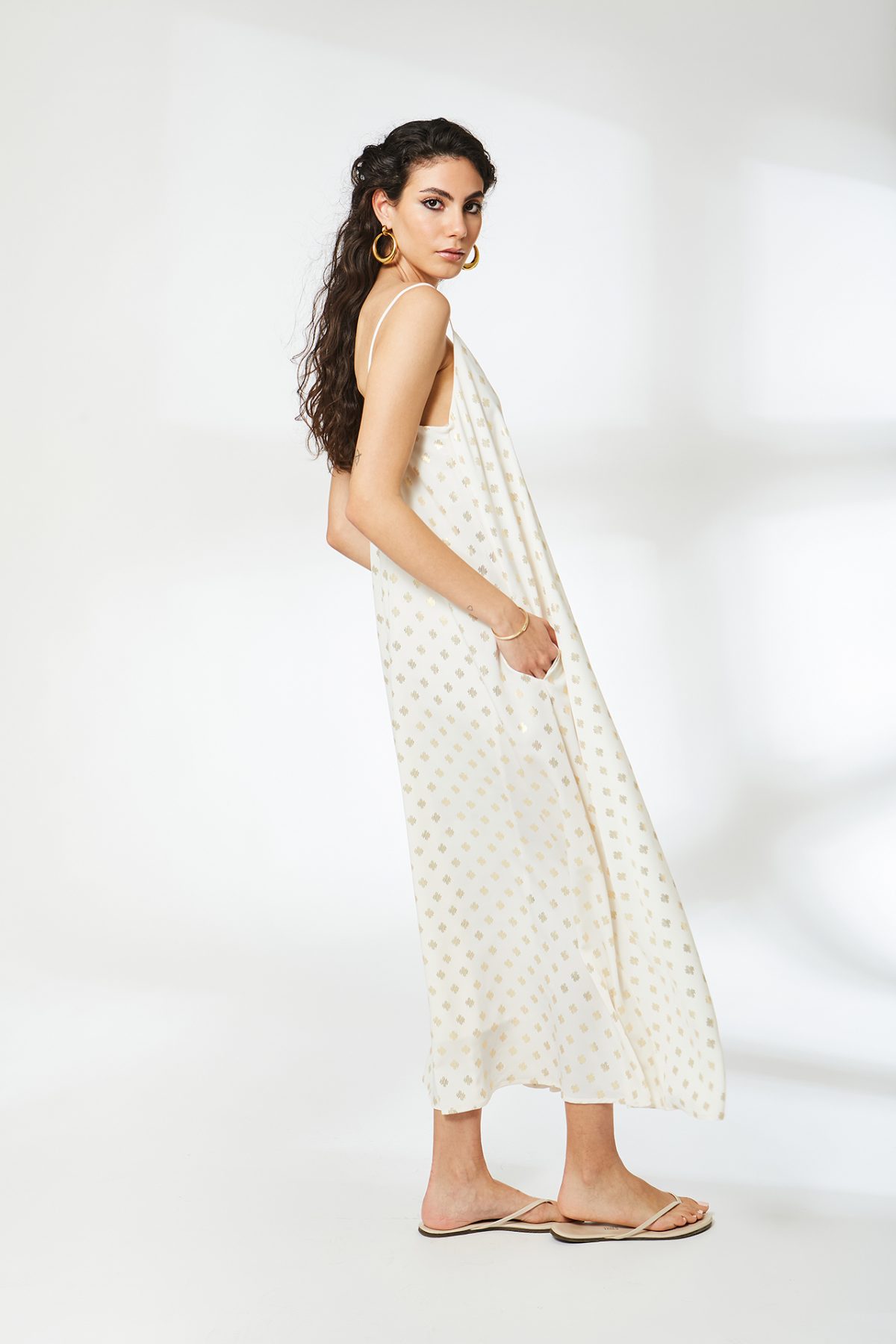 Marnie Gold Varak Ekru Elbise - BE OZ - Görsel 7