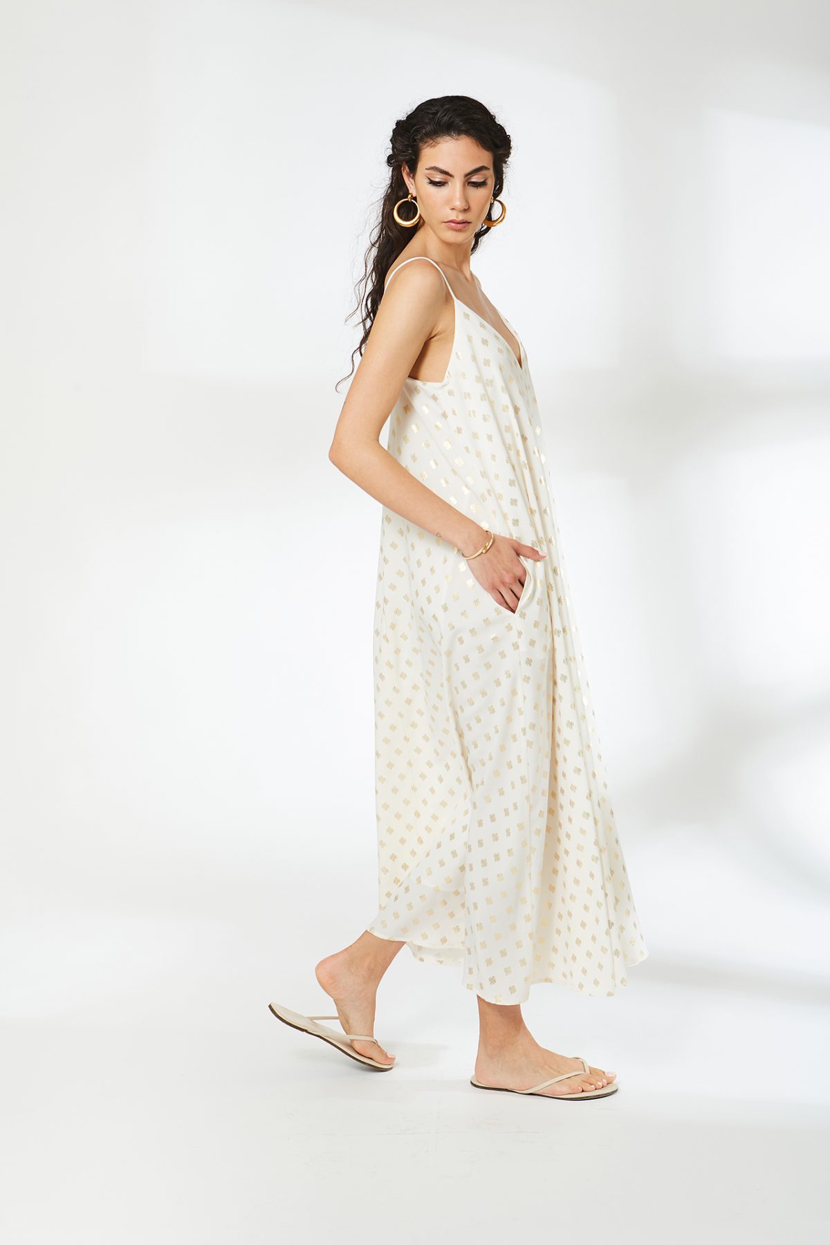 Marnie Gold Varak Ekru Elbise - BE OZ - Görsel 8