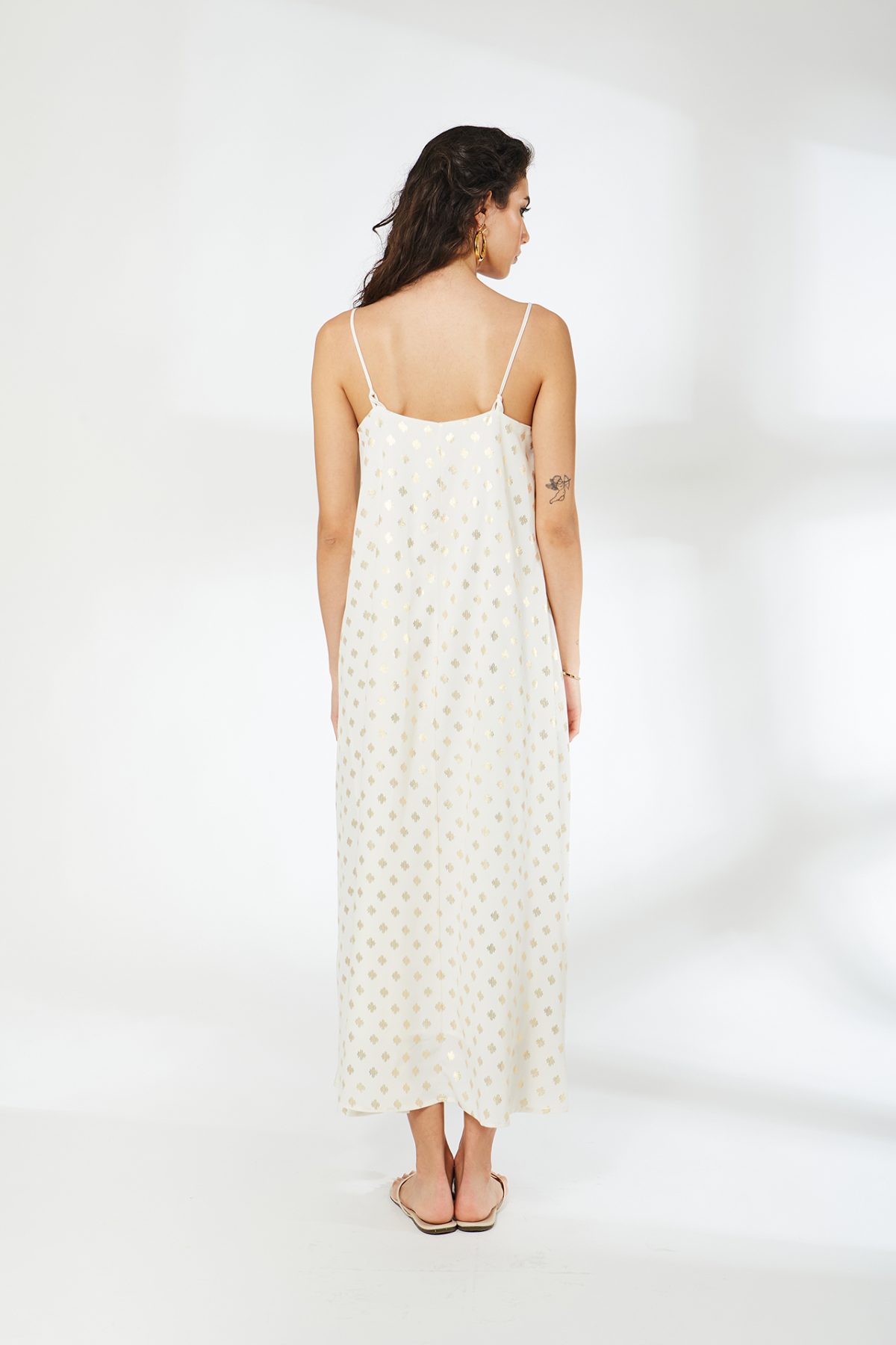 Marnie Gold Varak Ekru Elbise - BE OZ - Görsel 9