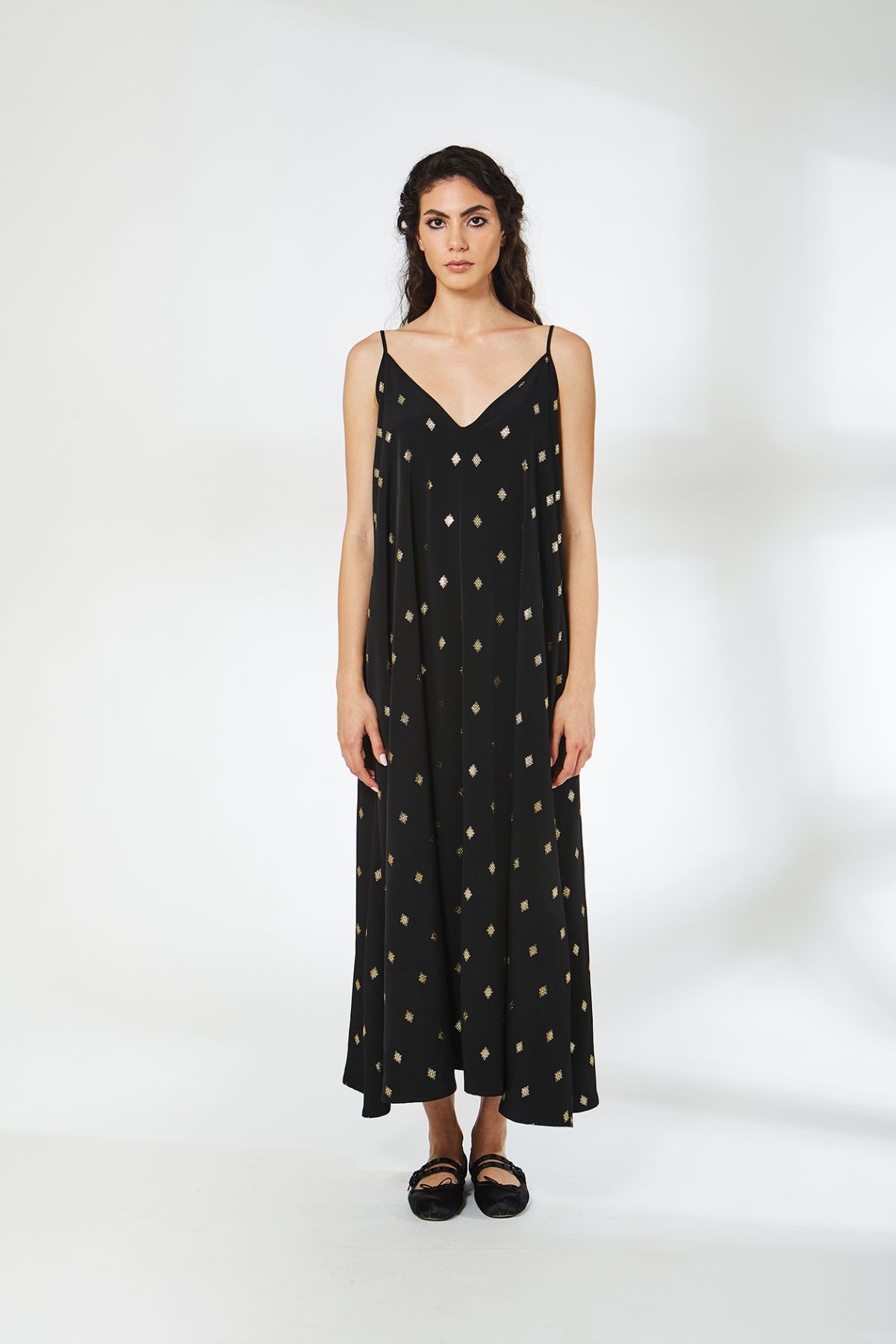 Marnie Gold Varak Maxi Siyah Elbise - BE OZ - Görsel 6