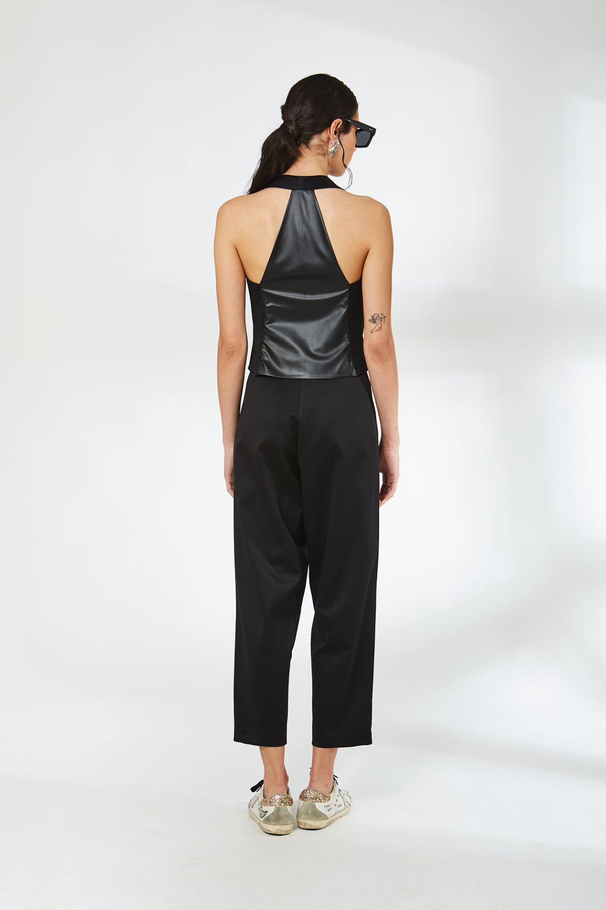 Fermuarlı Siyah Derili Yelek - BE OZ - Görsel 2